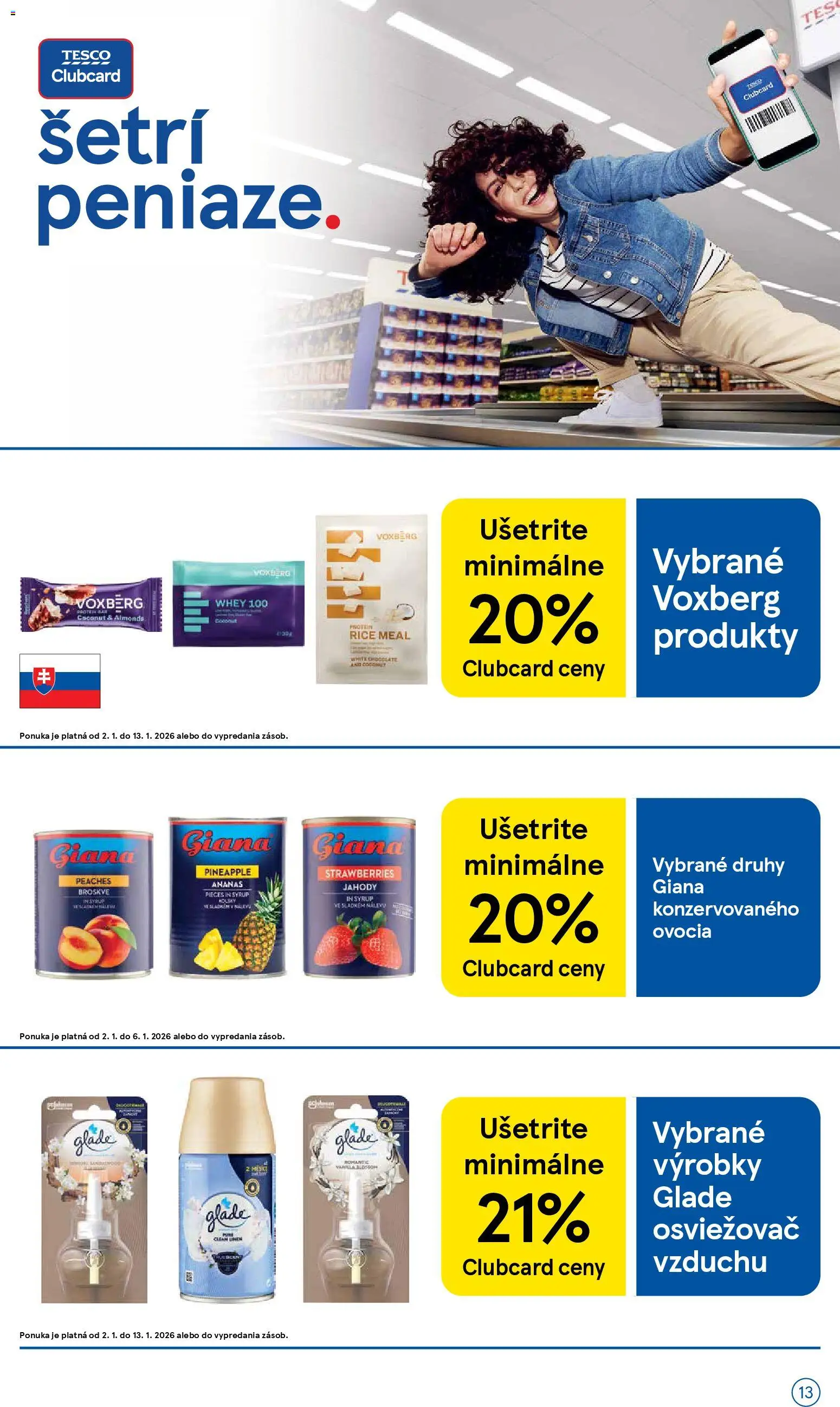 Nové Tesco akcie – leták je platný od 02.01.2026 | Strana: 13 | Produkty: Protein, Ananás, Jahody