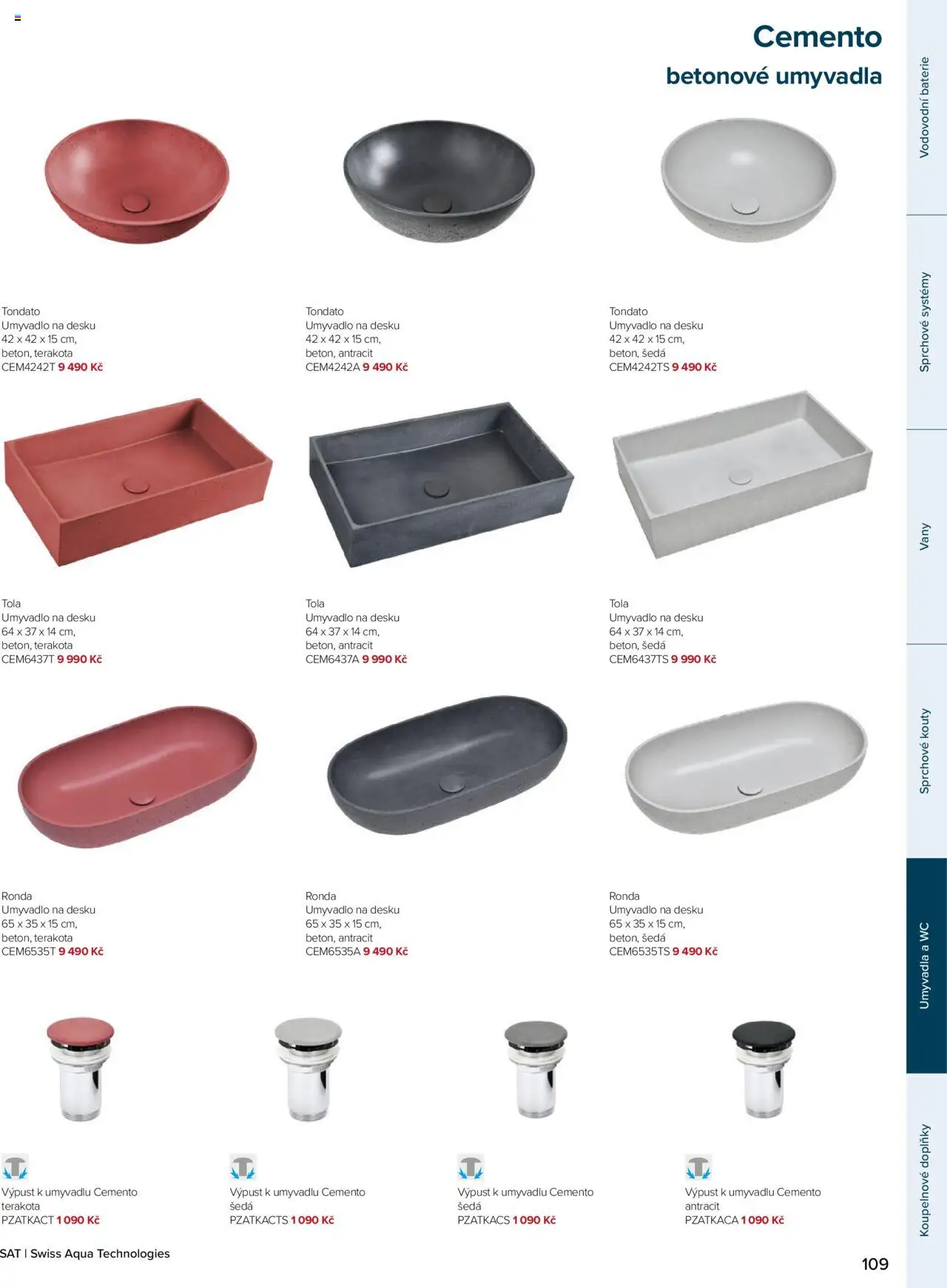 Siko koupelny katalog SAT od 26.05.2025 | Strana: 109 | Produkty: Umyvadlo, Wc, Baterie