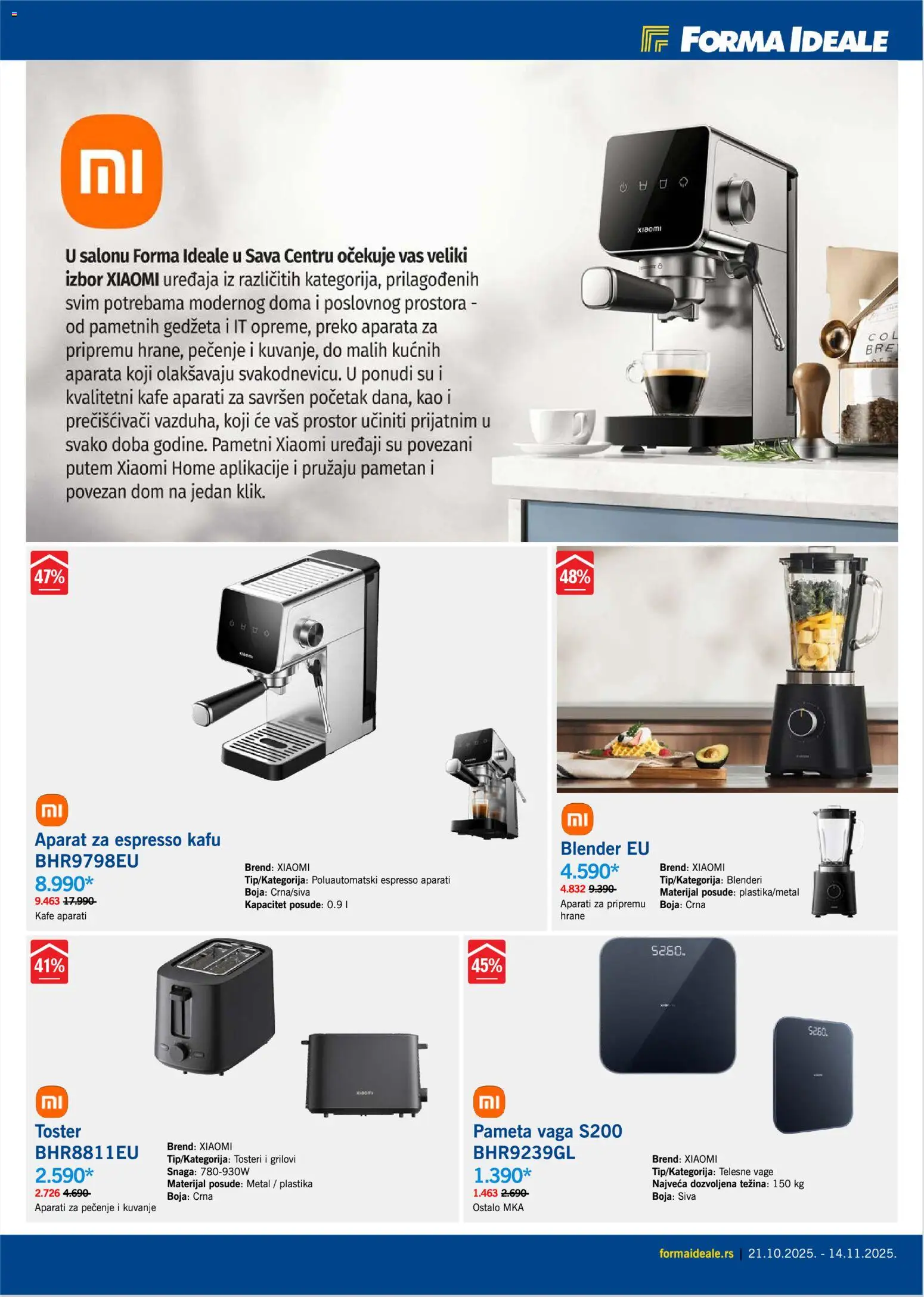 Forma Ideale katalog - važi od 21.10.2025 | Strana: 3 | Proizvode: Xiaomi, Toster, Blender, Vaga