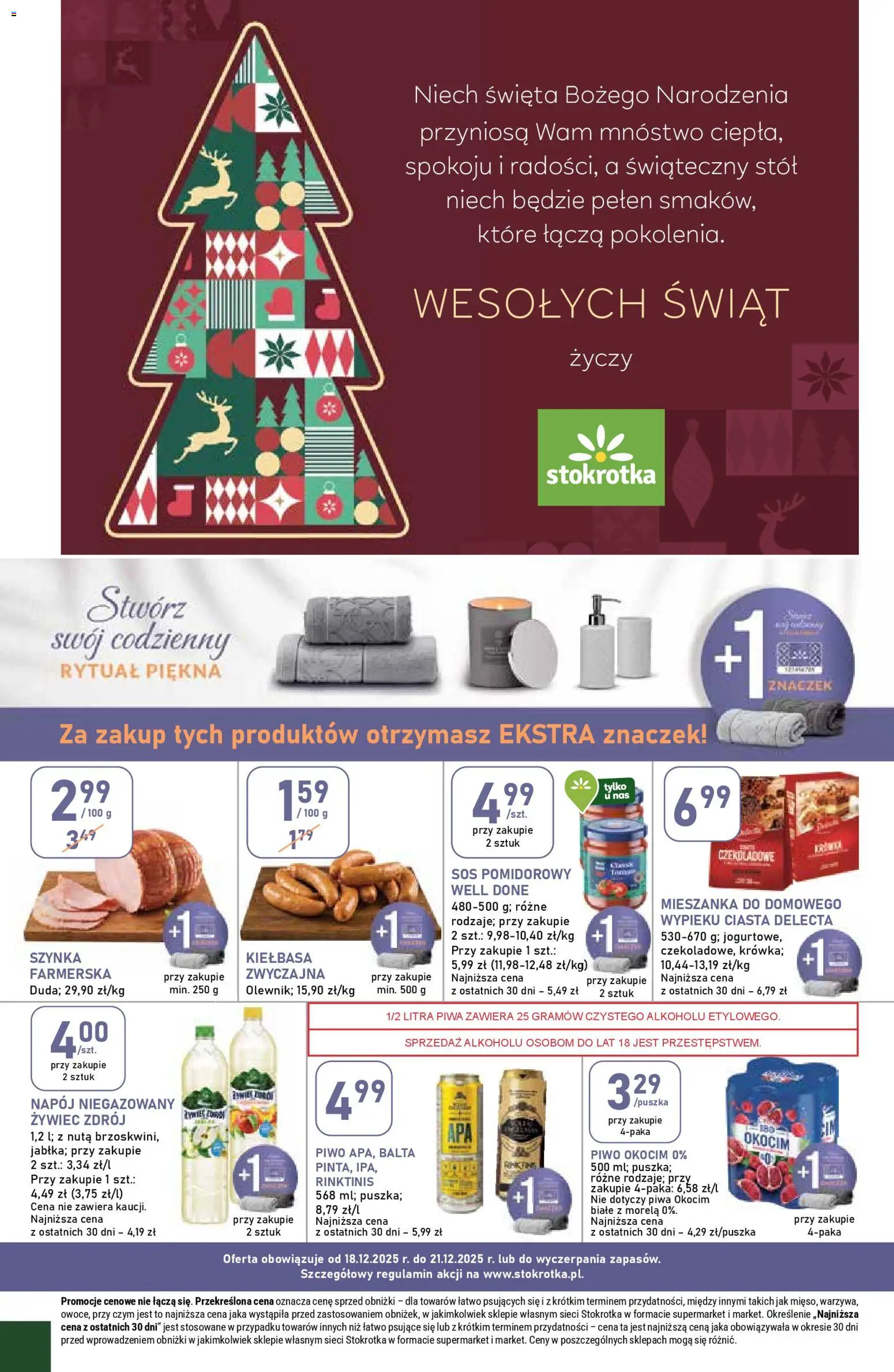 Stokrotka Gazetka - Market od 18.12.2025 | Strona: 26 | Produkty: Kiełbasa, Stokrotka, Szynka, Stół