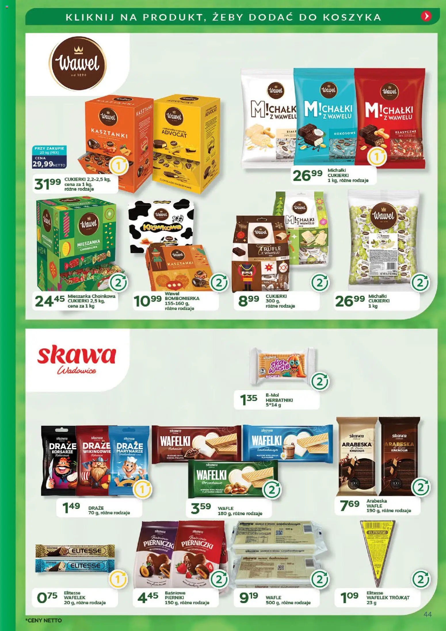 Eurocash Gazetka - Promocje na okrągło od 03.11.2025 | Strona: 44 | Produkty: Czekoladki, Wafle, Bombonierka, Wafelki