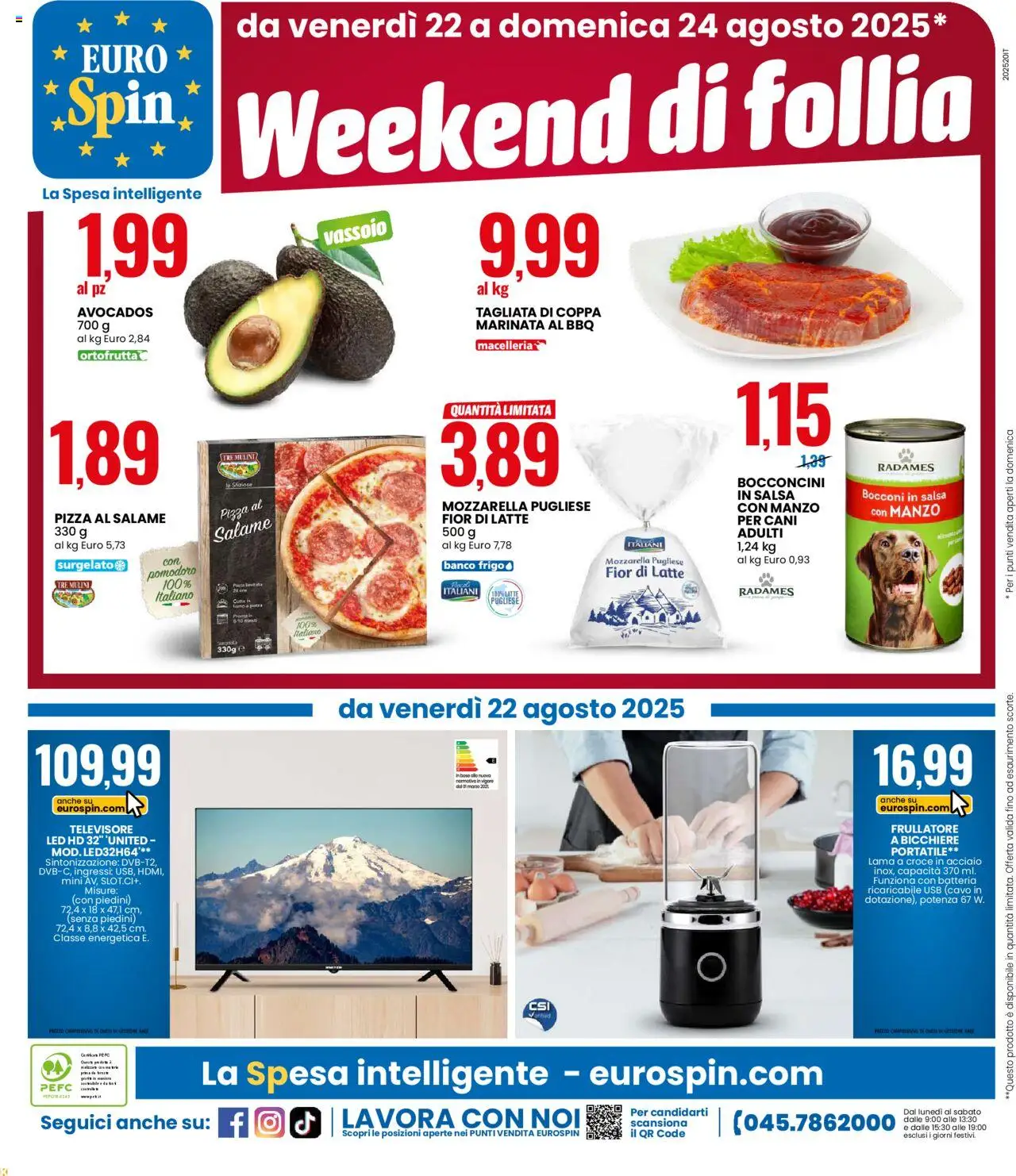 Volantino Eurospin del 11.08.2025 | Pagina: 18 | Prodotti: Salame, Frullatore, Manzo, Pasta