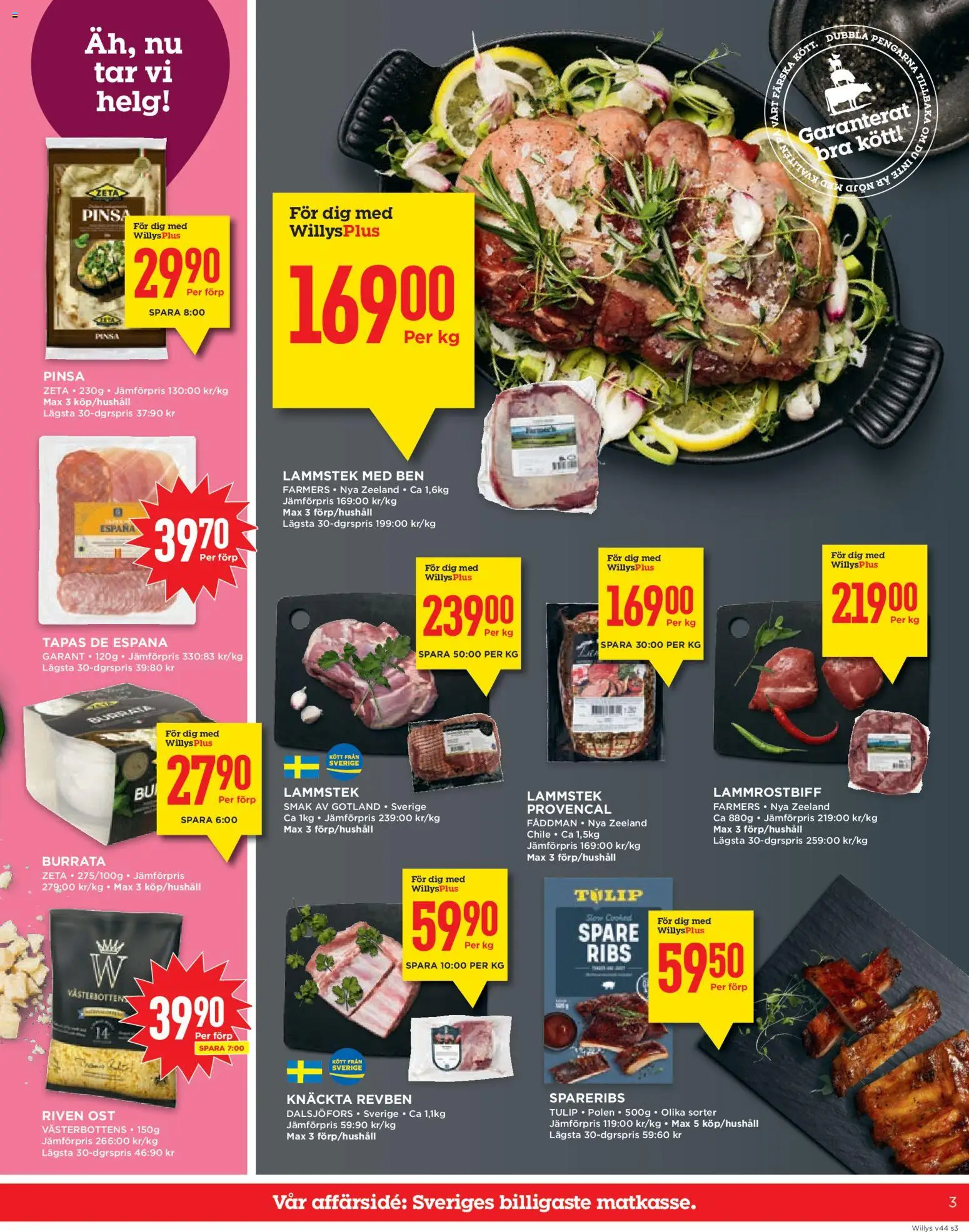 Willys reklamblad aktuell från 27.10.2025 | Sida: 3 | Produkter: Burrata, Riven ost, Ost