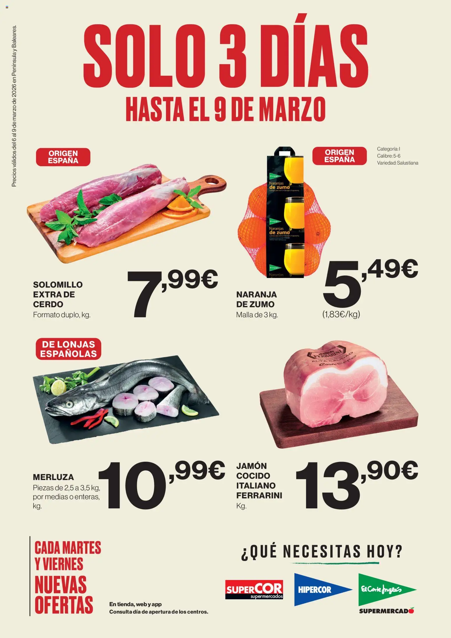 El Corte Inglés ofertas │ válido desde el 06.03.2026 | Página: 1 | Productos: Medias, Jamón, Cerdo, Naranjas