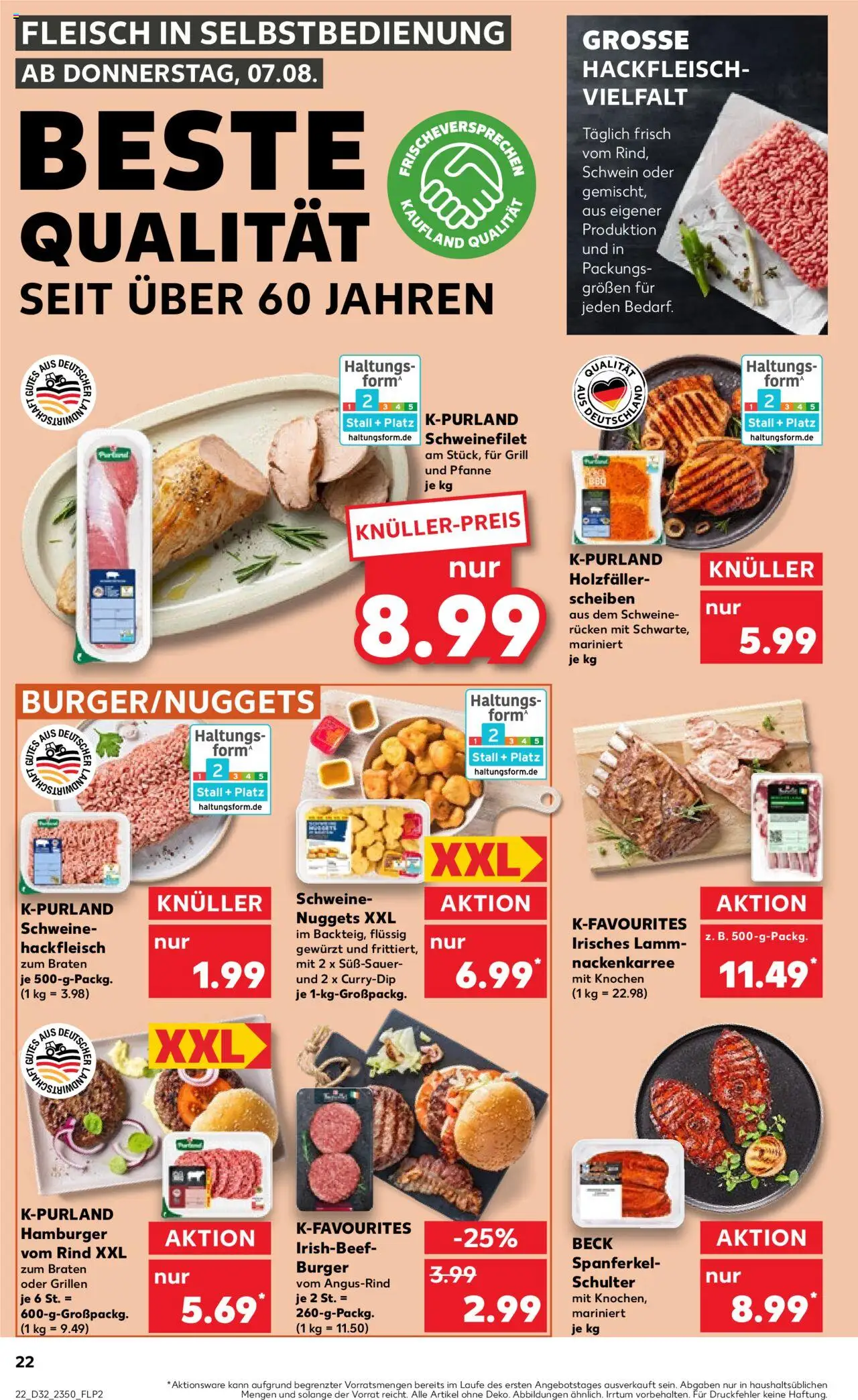 Kaufland prospekt Völklingen	 - gültig ab dem 07.08.2025 | Seite: 22 | Produkte: Grill, Schweinefilet, Fleisch, Hackfleisch