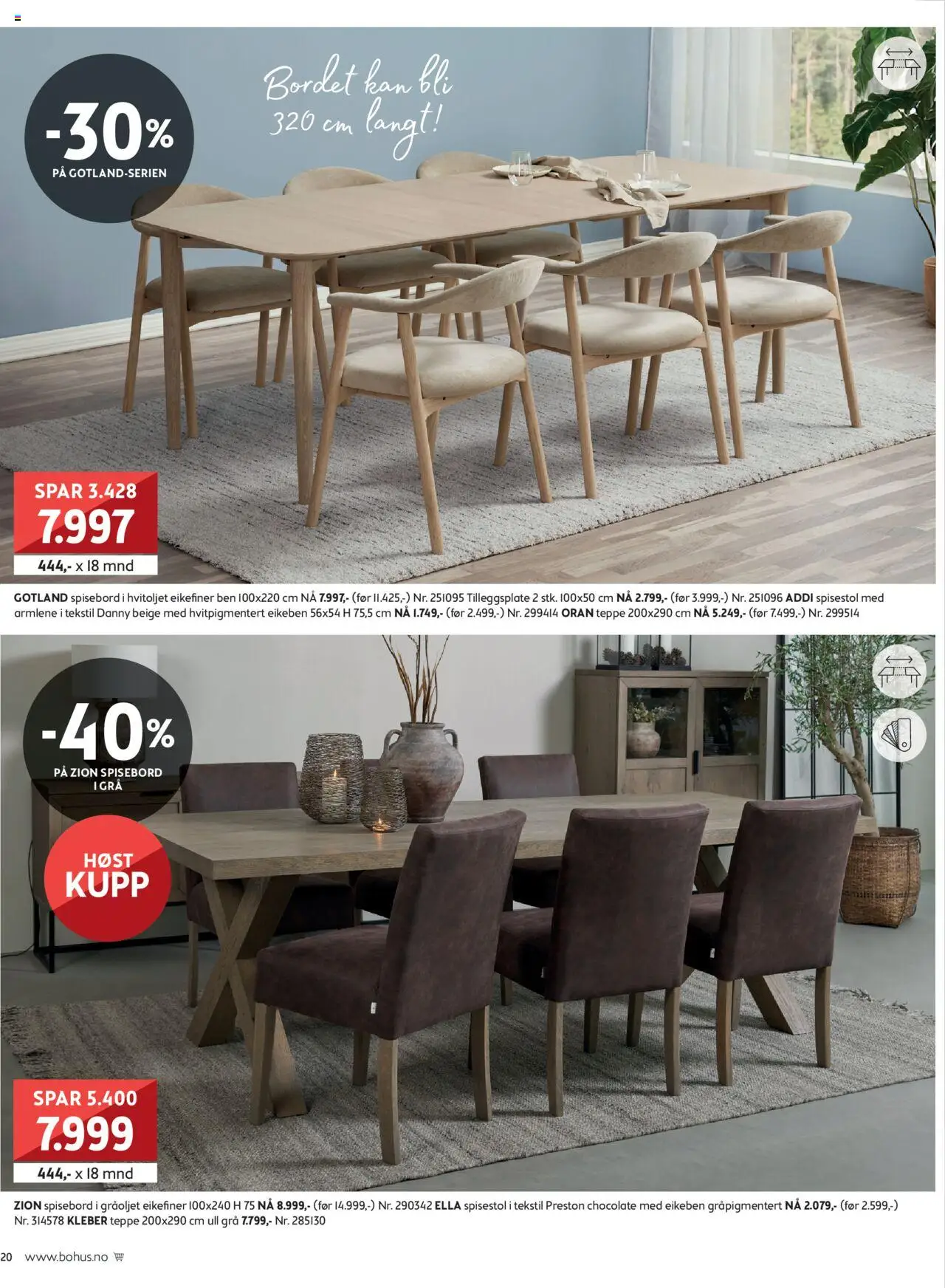 {H1} | Side: 20 | Produkter: Spisebord, Spisestol, Teppe