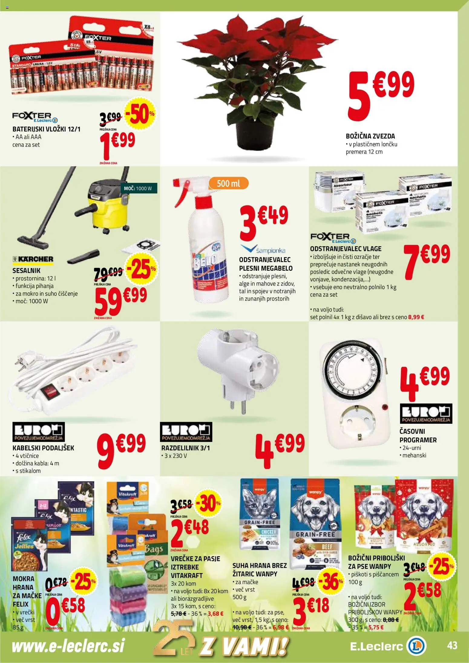 Novi E.leclerc katalog ponudbe – veljaven od 26.11.2025 | Stran: 43 | Izdelki: Vložki, Priboljški, Sesalnik, Razdelilnik