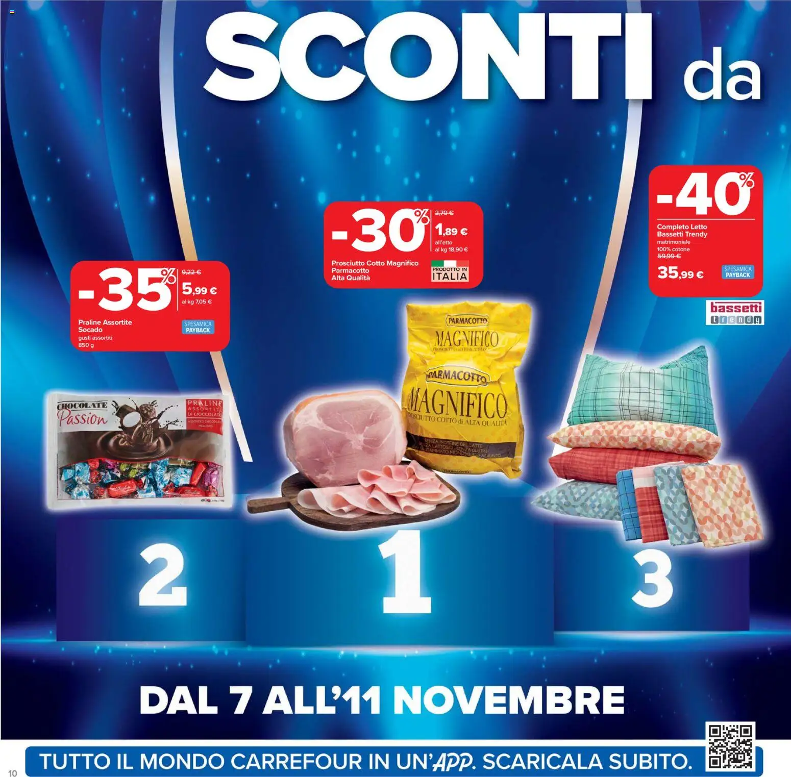 Volantino Carrefour del 07.11.2025 | Pagina: 10 | Prodotti: Prosciutto Cotto, Latte, Prosciutto, Letto