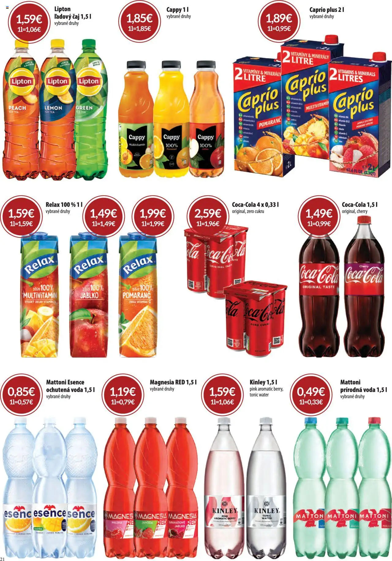 Nové CBA Komfos akcie – leták je platný od 02.10.2025 | Strana: 21 | Produkty: Džús, Čaj, Magnesia, Mattoni