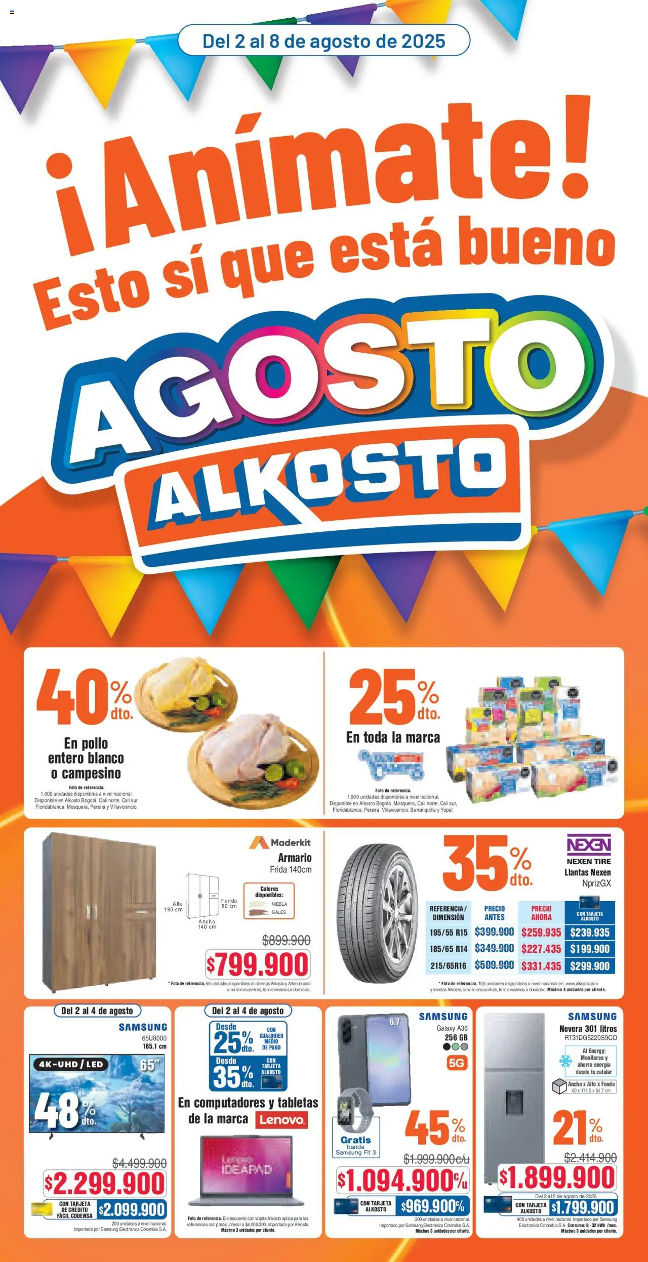 Alkosto folleto │ válido desde el 02.08.2025 | Página: 1 | Productos: Té, Nevera, Armario