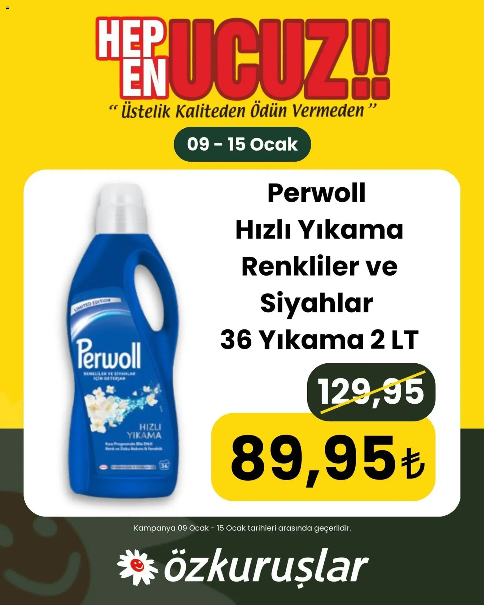 Özkuruşlar İndirim - 09.01.2026 tarihinden itibaren geçerlidir | Sayfa: 1 | Ürünler: Deterjan, Ocak