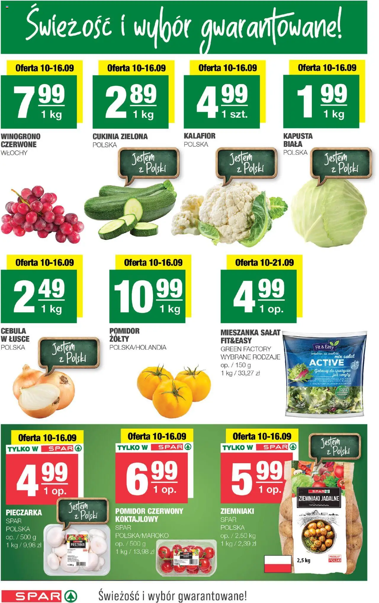 Spar Gazetka od 10.09.2025 | Strona: 2 | Produkty: Kalafior, Cukinia, Rukola, Mix sałat