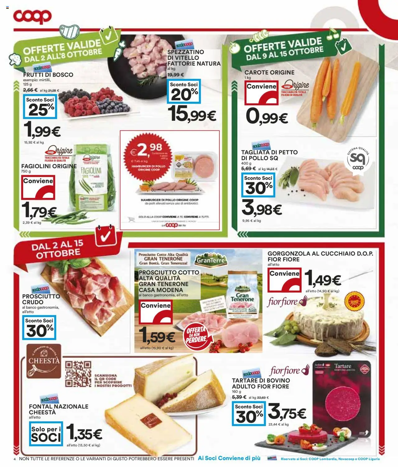Volantino COOP del 02.10.2025 | Pagina: 4 | Prodotti: Bovino, Tè, Prosciutto, Fagiolini