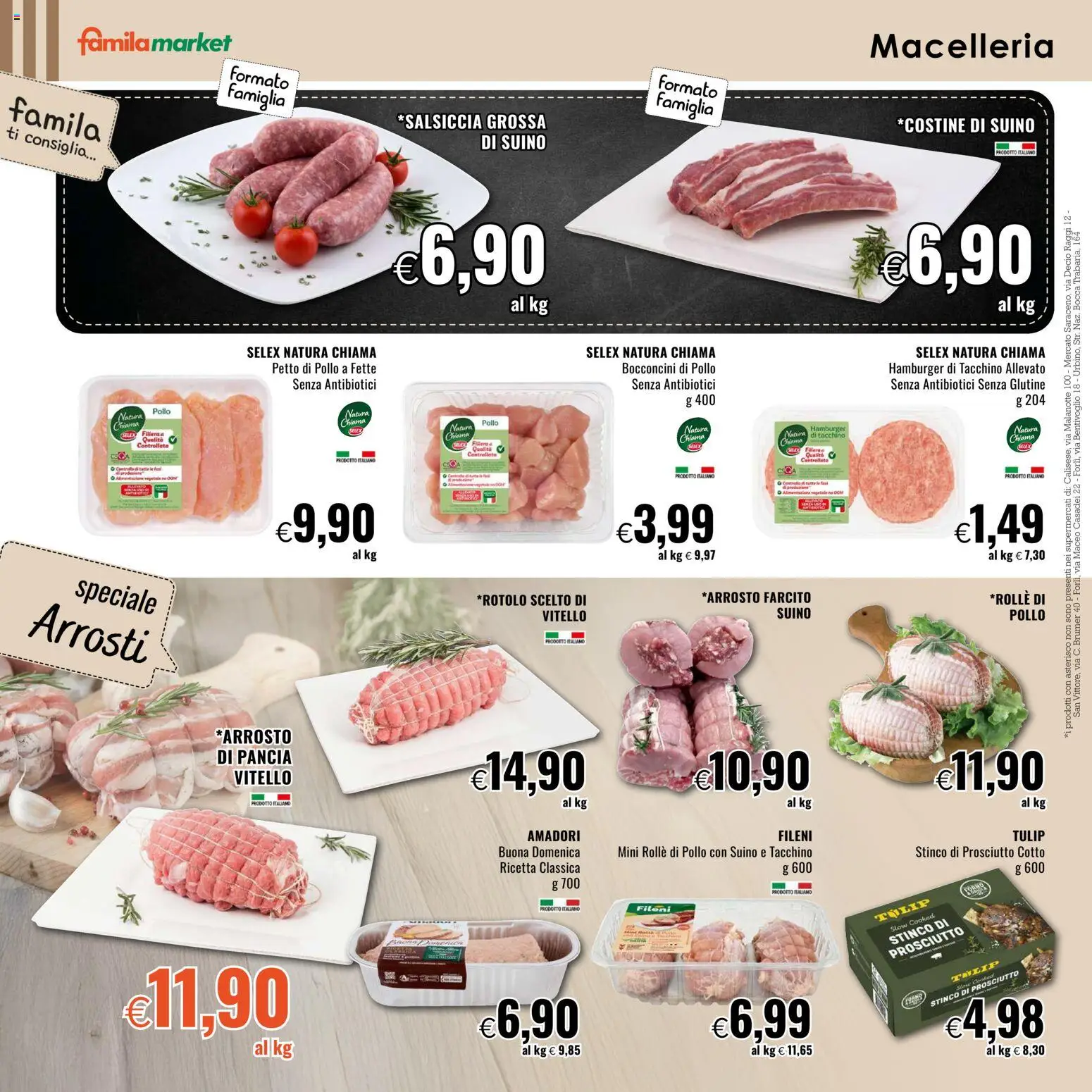 Volantino Famila del 13.11.2025 | Pagina: 4 | Prodotti: Pollo, Tacchino, Vitello, Hamburger