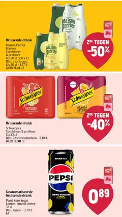 Pepsi Zero Sugar Lemon Flavour, Gearomatiseerde bruisende drank, Lemon, lime of cherry, 33 cl, Bijv.: lemon - 2,70/L - Voorbeeld van een folder van Delhaize, geldig van 19.03.2026 | Pagina: 37