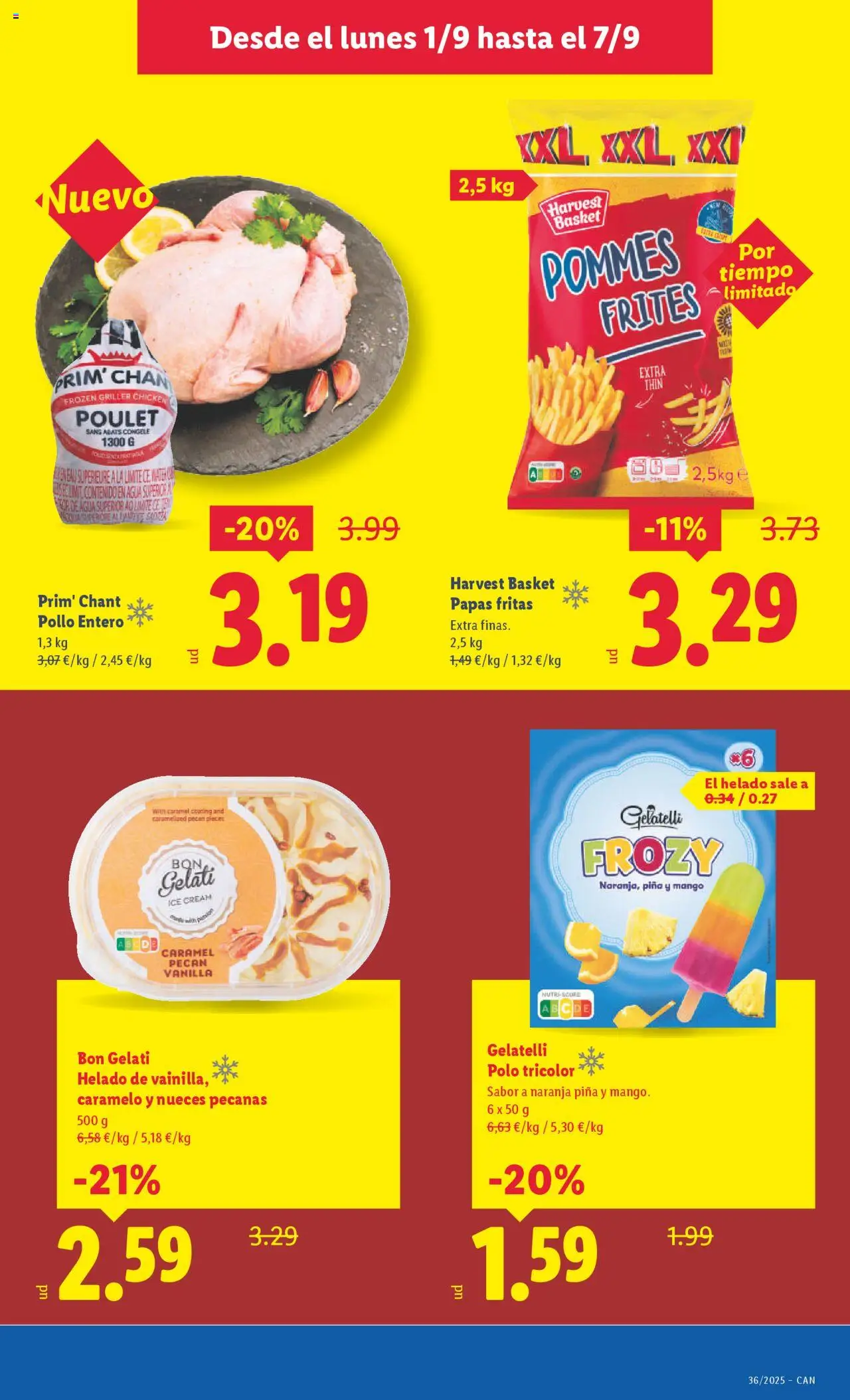 Lidl - Canarias │ válido desde el 01.09.2025 | Página: 11 | Productos: Piña, Papas fritas, Helado, Ρούτερ