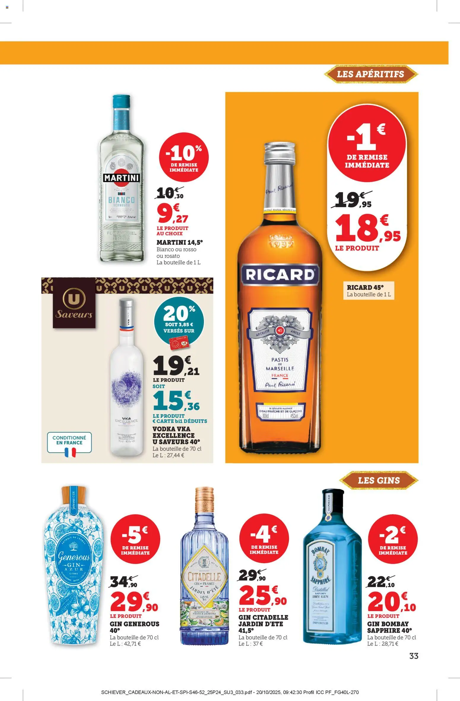 {H1} | Page: 33 | Produits: Vodka, Ricard, Pastis, Martini