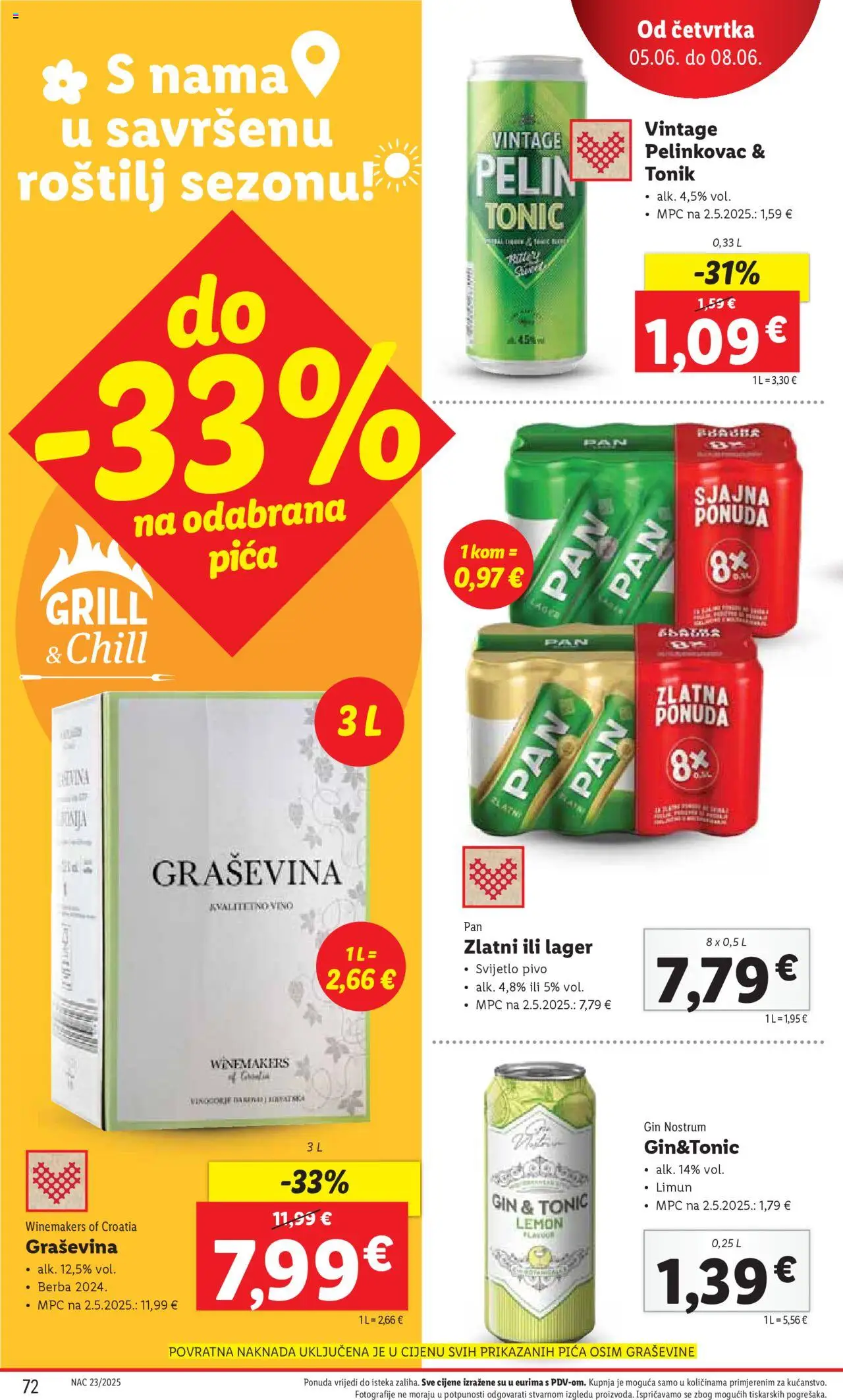 Lidl katalog | vrijedi od 02.06.2025 | Stranica: 72 | Proizvodi: Pelinkovac, Pica, Limun, Pan