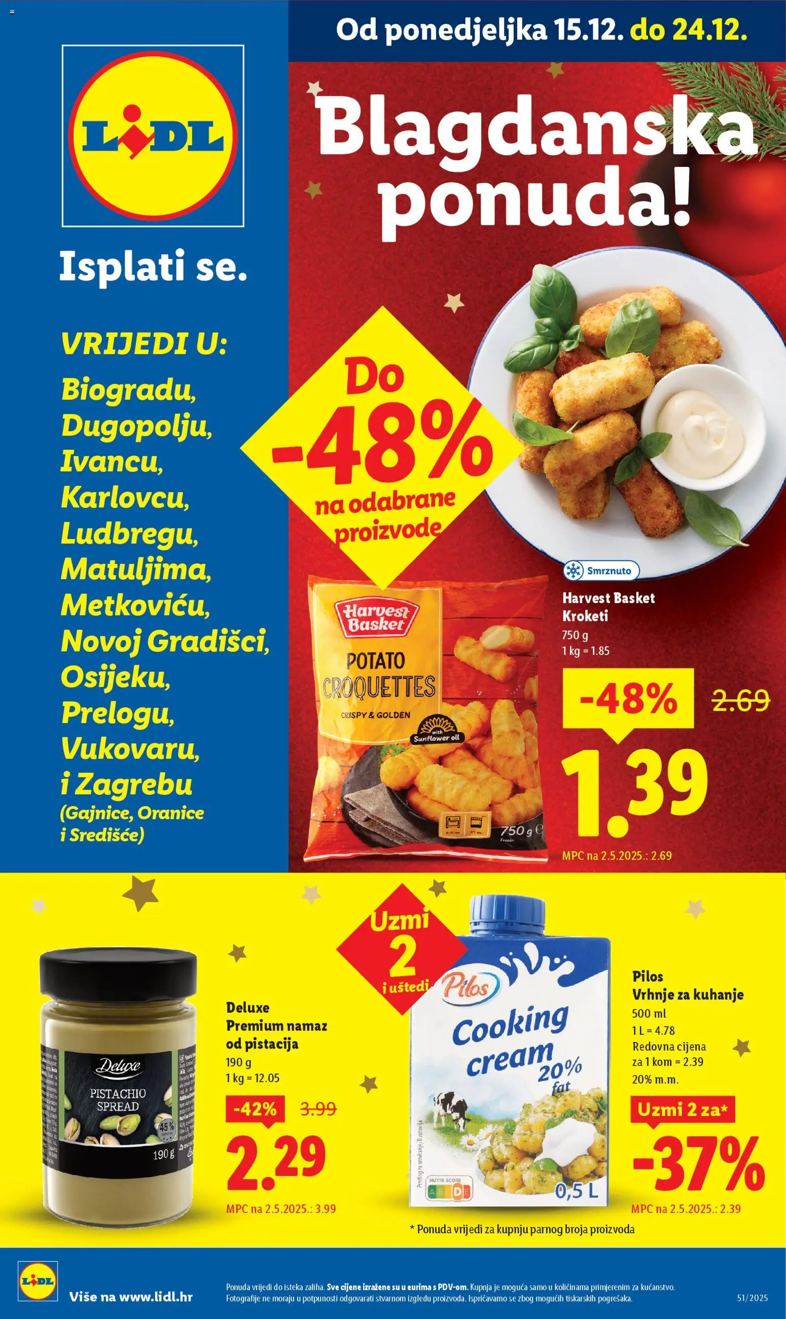 Lidl katalog | vrijedi od 15.12.2025 | Stranica: 1 | Proizvodi: Vrhnje za kuhanje, Namaz