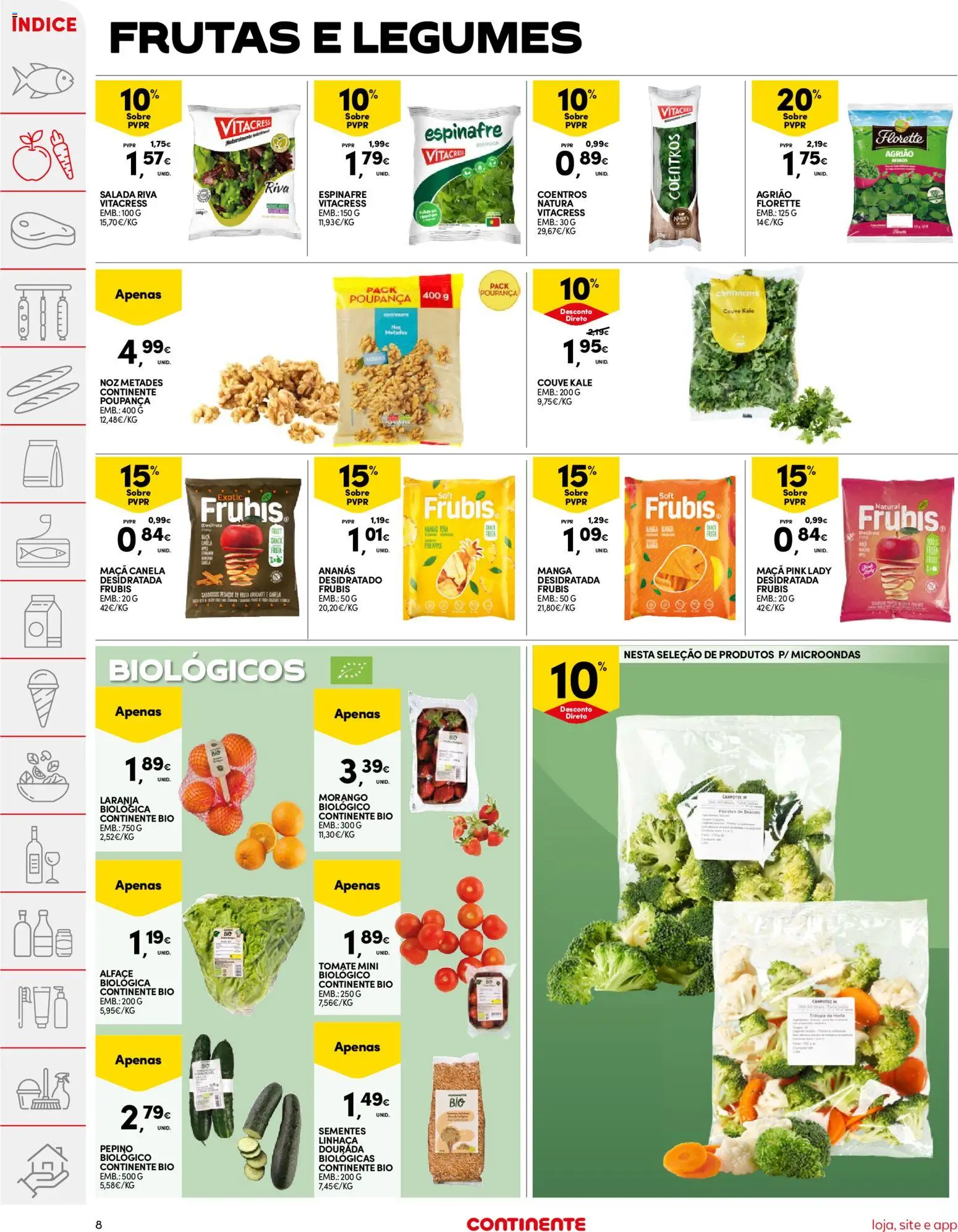 Continente folheto │ válido de 21.04.2026 | Página: 8 | Produtos: Canela, Tomate, Agrião, Salada