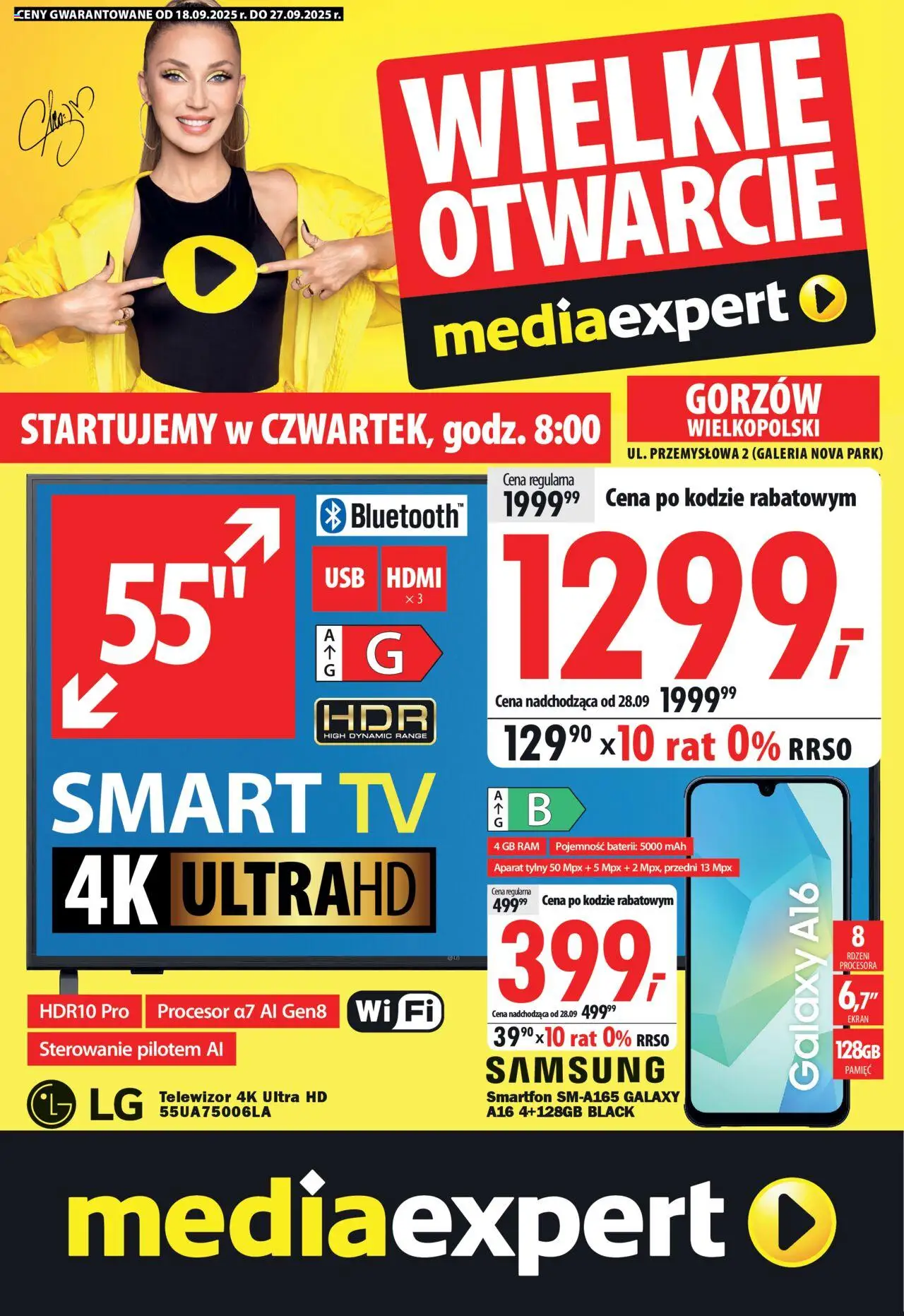 Mediaexpert Gazetka - Wielkie otwarcie Gorzów Wielkopolski od 18.09.2025 | Strona: 1 | Produkty: Smartfon, Telewizor