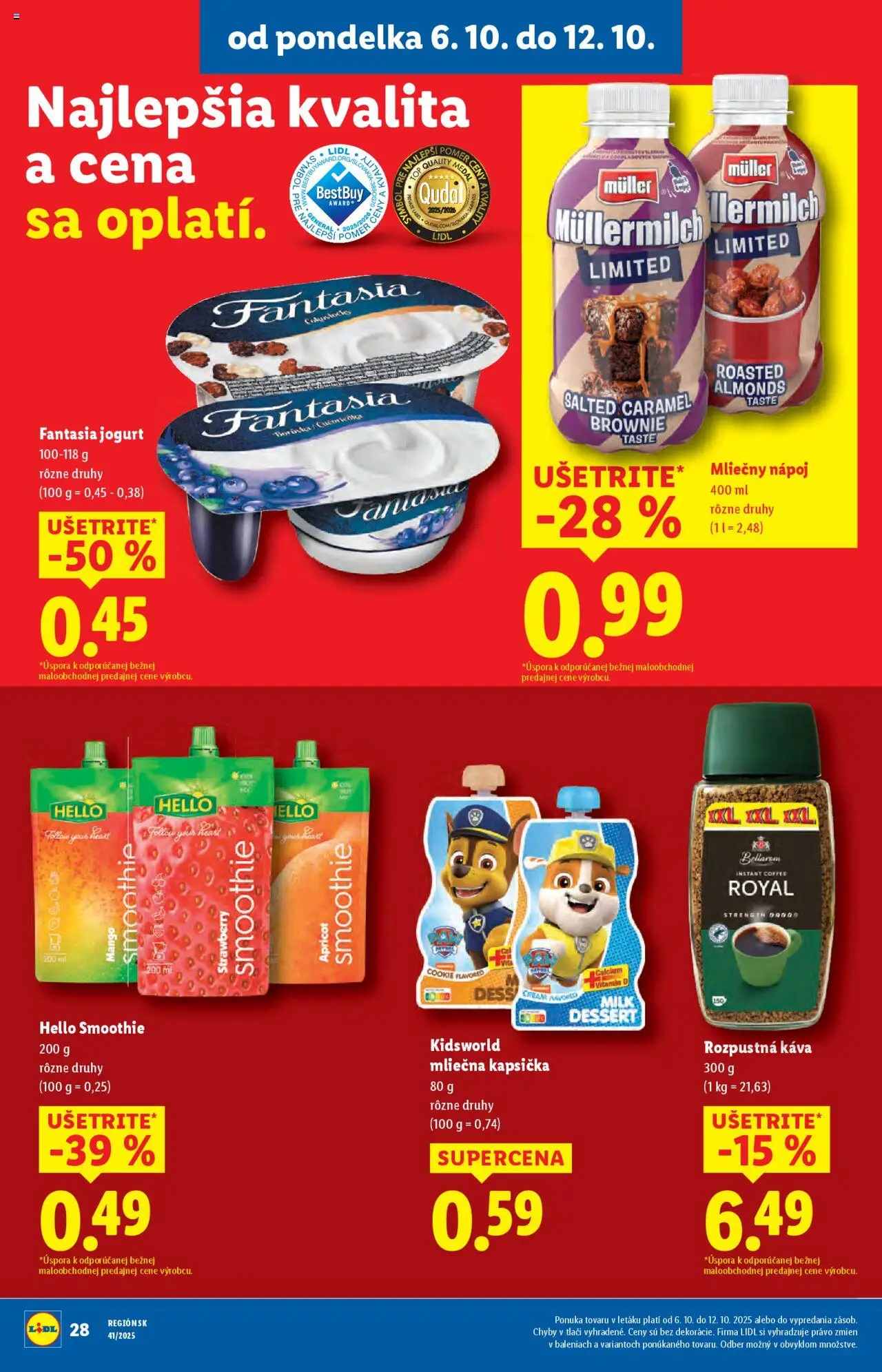 Nové Lidl akcie – leták je platný od 06.10.2025 | Strana: 36 | Produkty: Jogurt, Káva, Mango