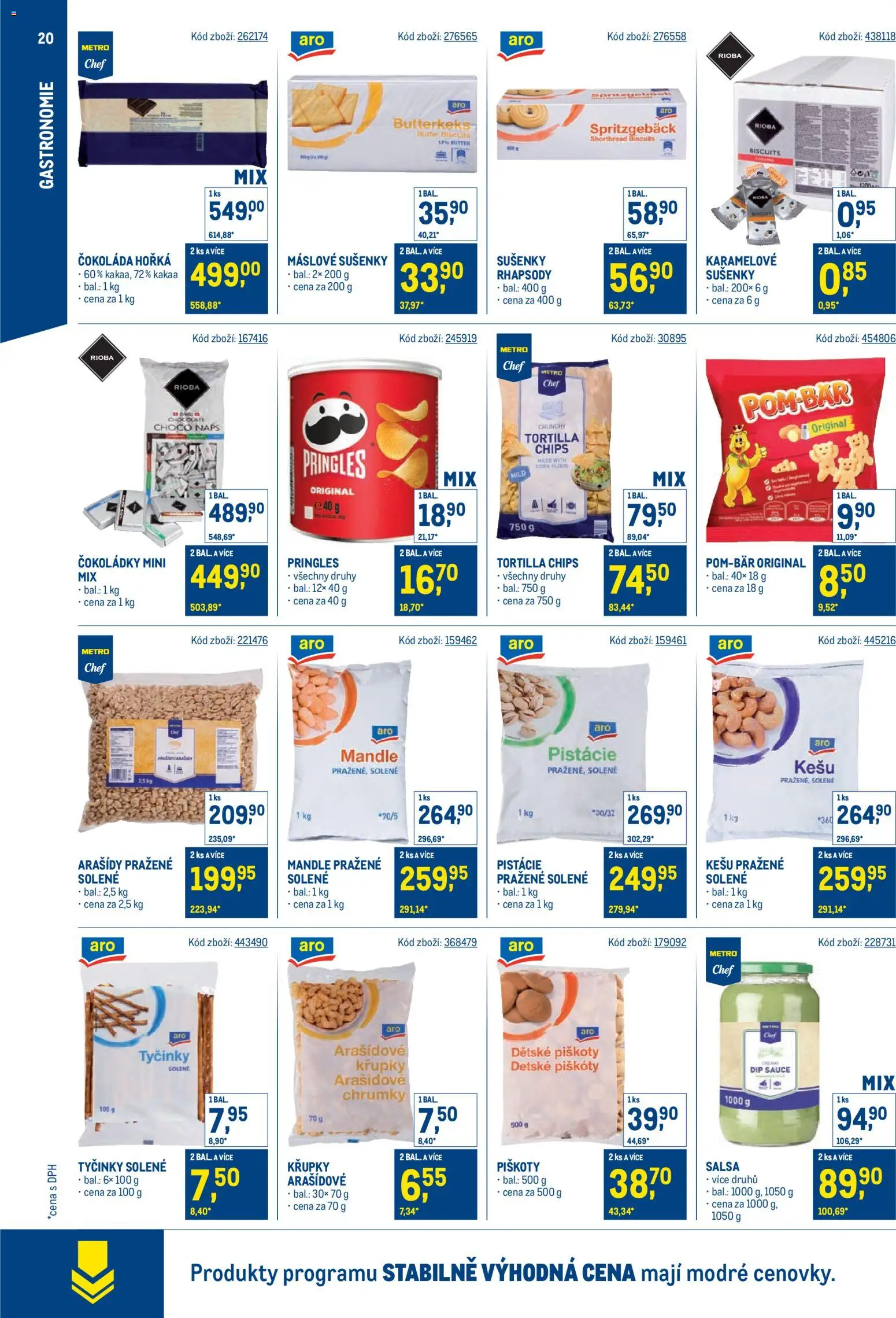 Makro leták - Stabilně výhodná cena – gastronomie od 24.09.2025 | Strana: 20 | Produkty: Piškoty, Pringles, Arašídy, Tortilla