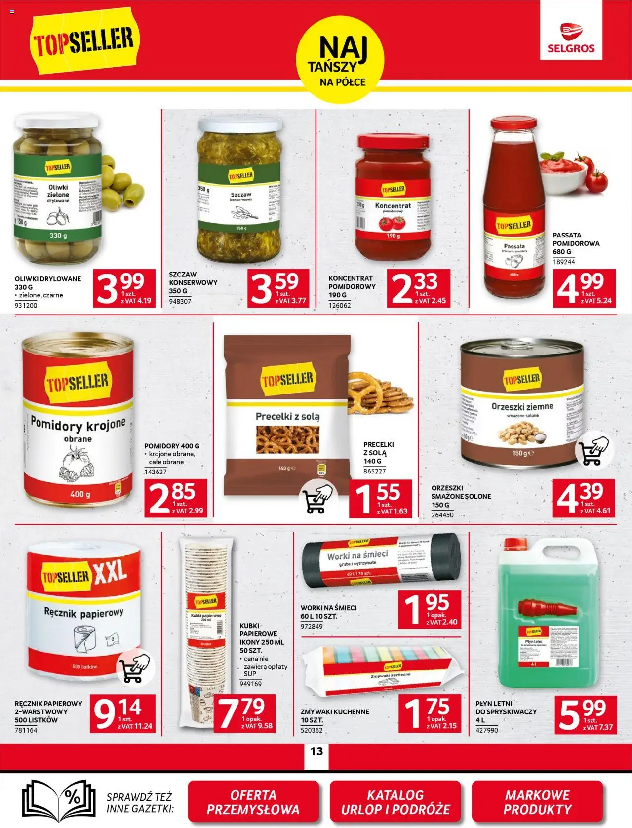 Selgros cash&carry Gazetka od 18.06.2025 | Strona: 13 | Produkty: Koncentrat pomidorowy, Passata pomidorowa, Orzeszki ziemne, Ręcznik papierowy