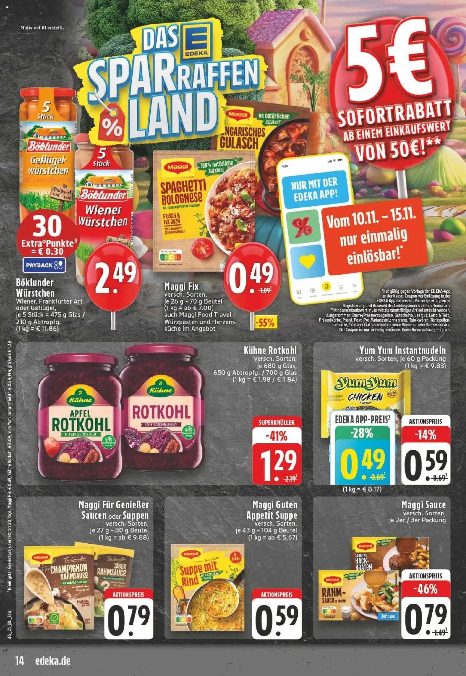 Edeka prospekt Wipperfürth	 – gültig ab 10.11.2025 | Seite: 14 | Produkte: Maggi, Rotkohl, Wurst, Hackfleisch
