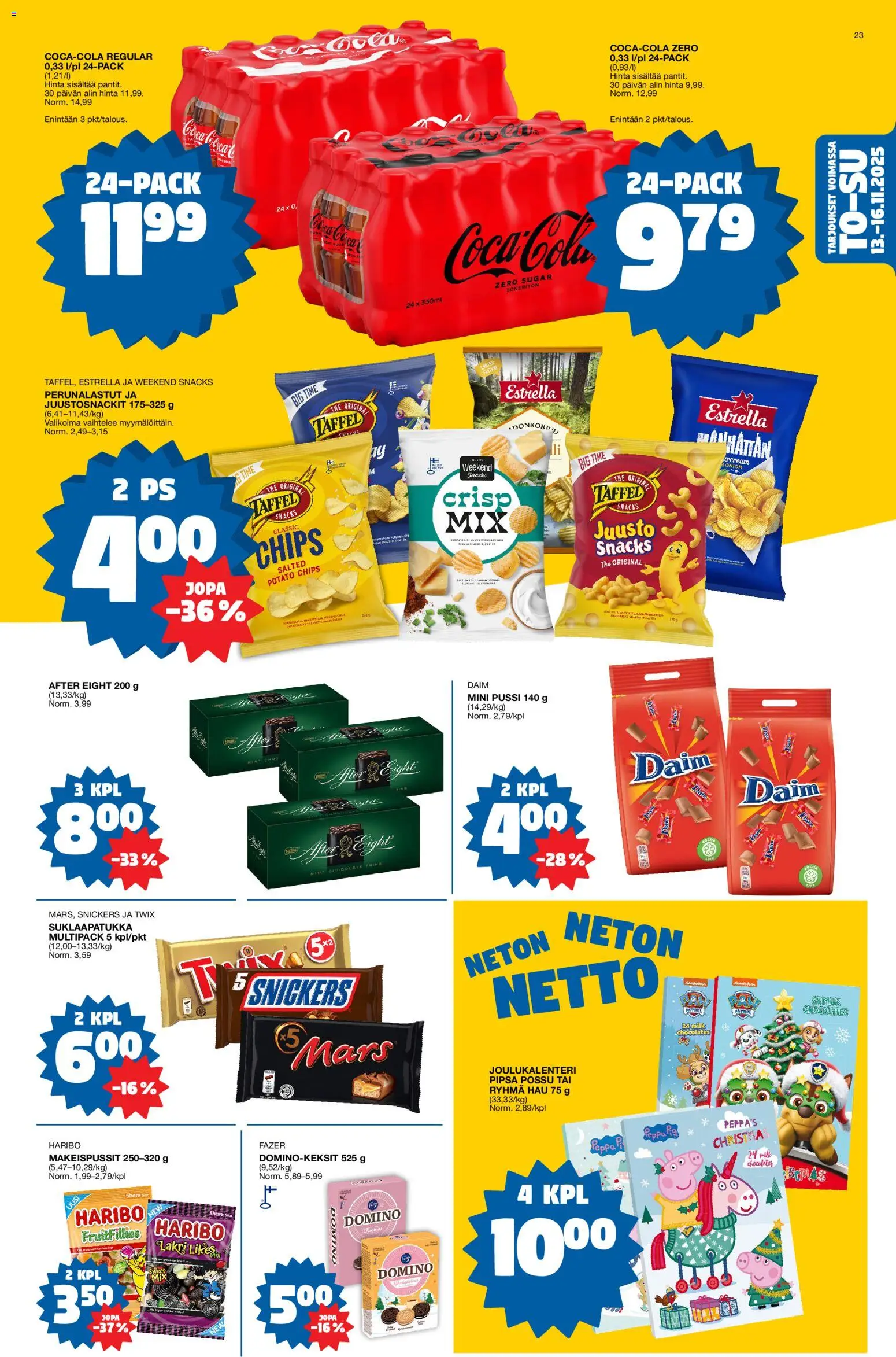 Tokmanni - Black Friday – voimassa 10.11.2025 alkaen | Sivu: 23 | Tuotteet: Makeispussit, Joulukalenteri, Juusto