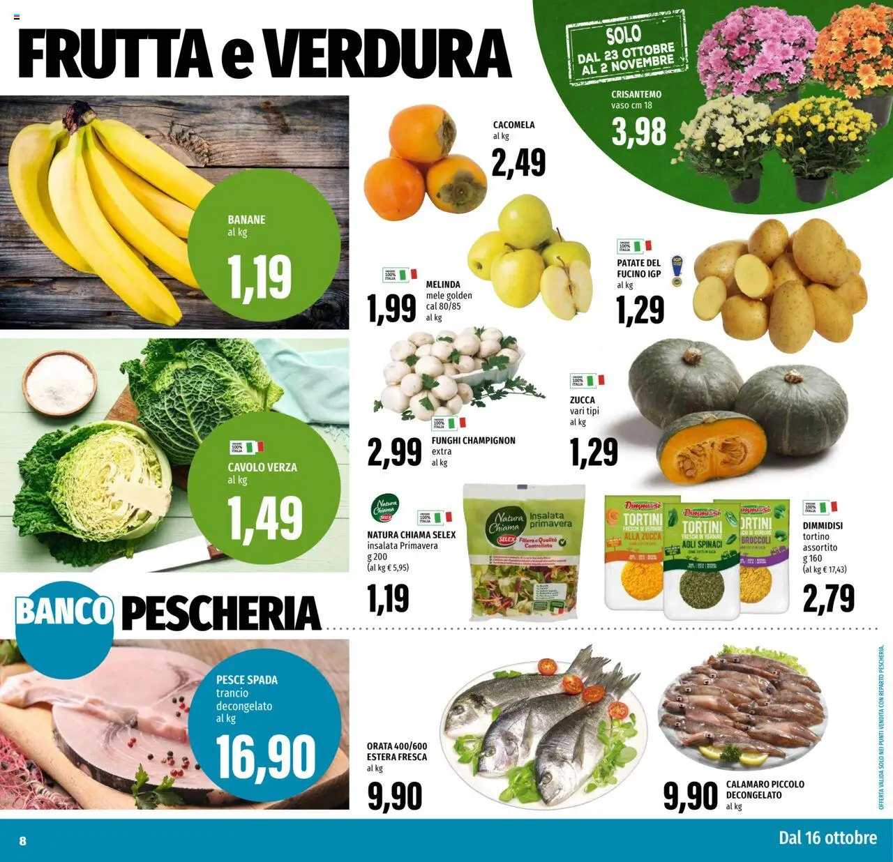 Volantino EMI del 16.10.2025 | Pagina: 8 | Prodotti: Pesce, Frutta, Funghi, Zucca
