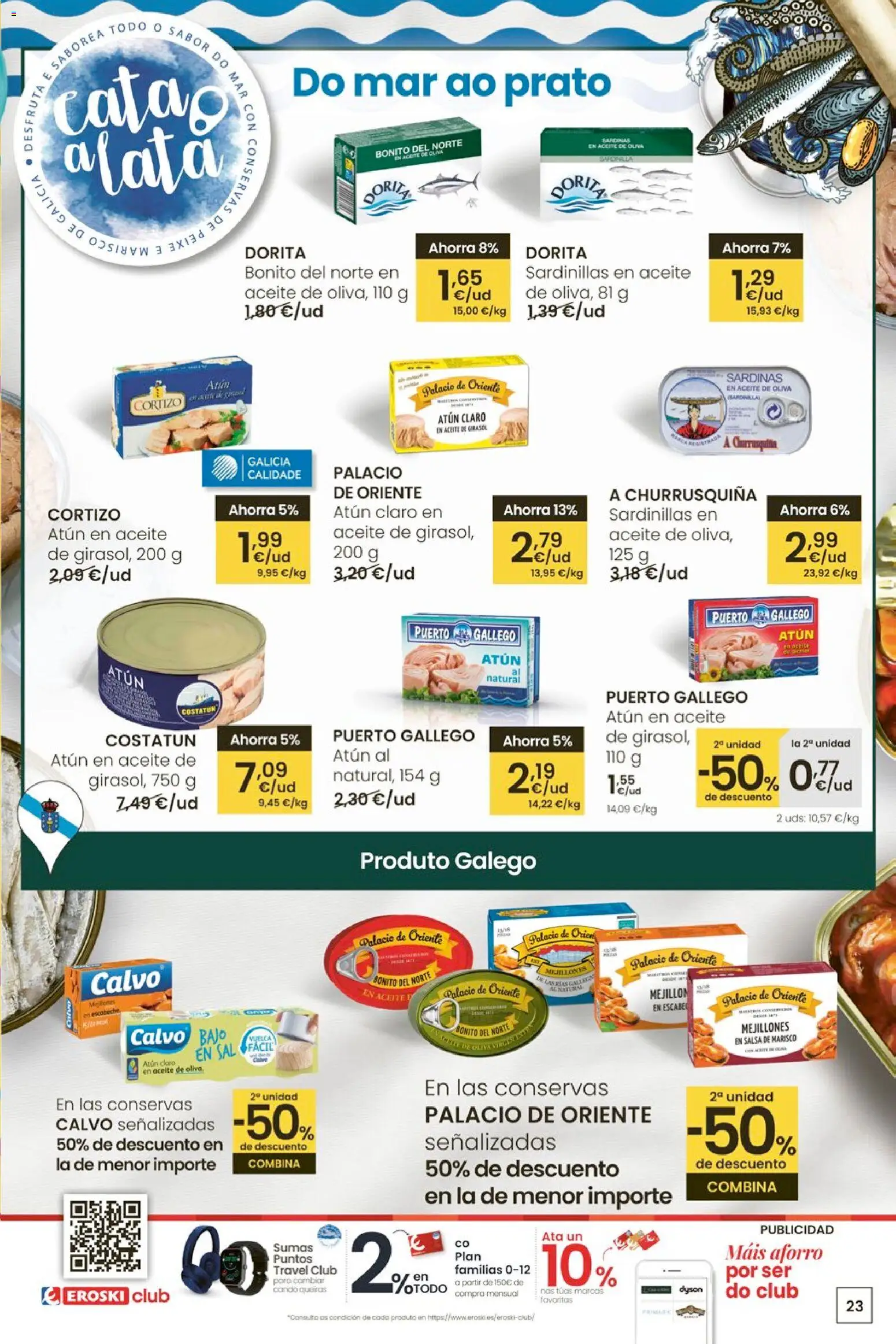 Eroski - Entroido do aforro │ válido desde el 12.02.2026 | Página: 23 | Productos: Sardinillas, Aceite de oliva, Aceite de girasol, Atún claro