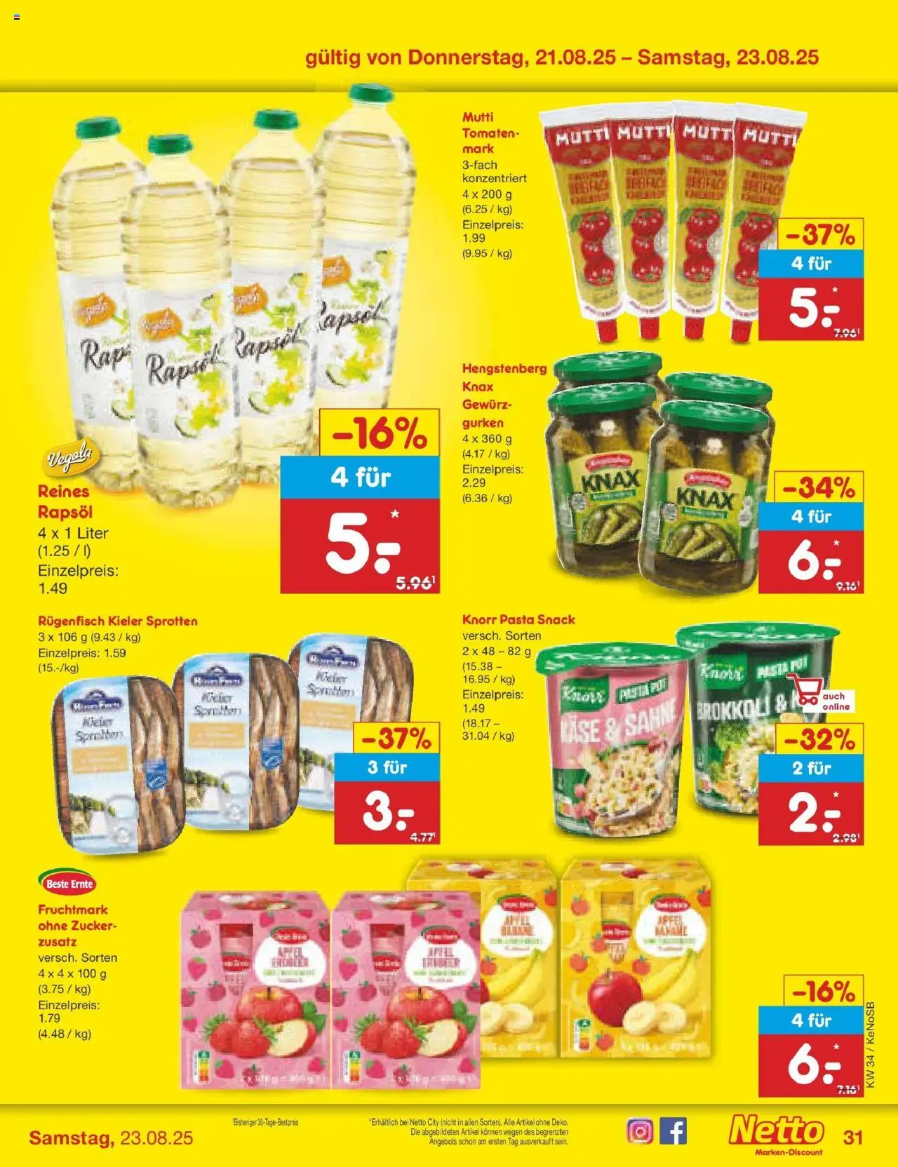 Netto Marken-Discount prospekt Bonn	 - gültig ab dem 18.08.2025 | Seite: 55 | Produkte: Rapsöl, Knorr, Zucker, Pasta