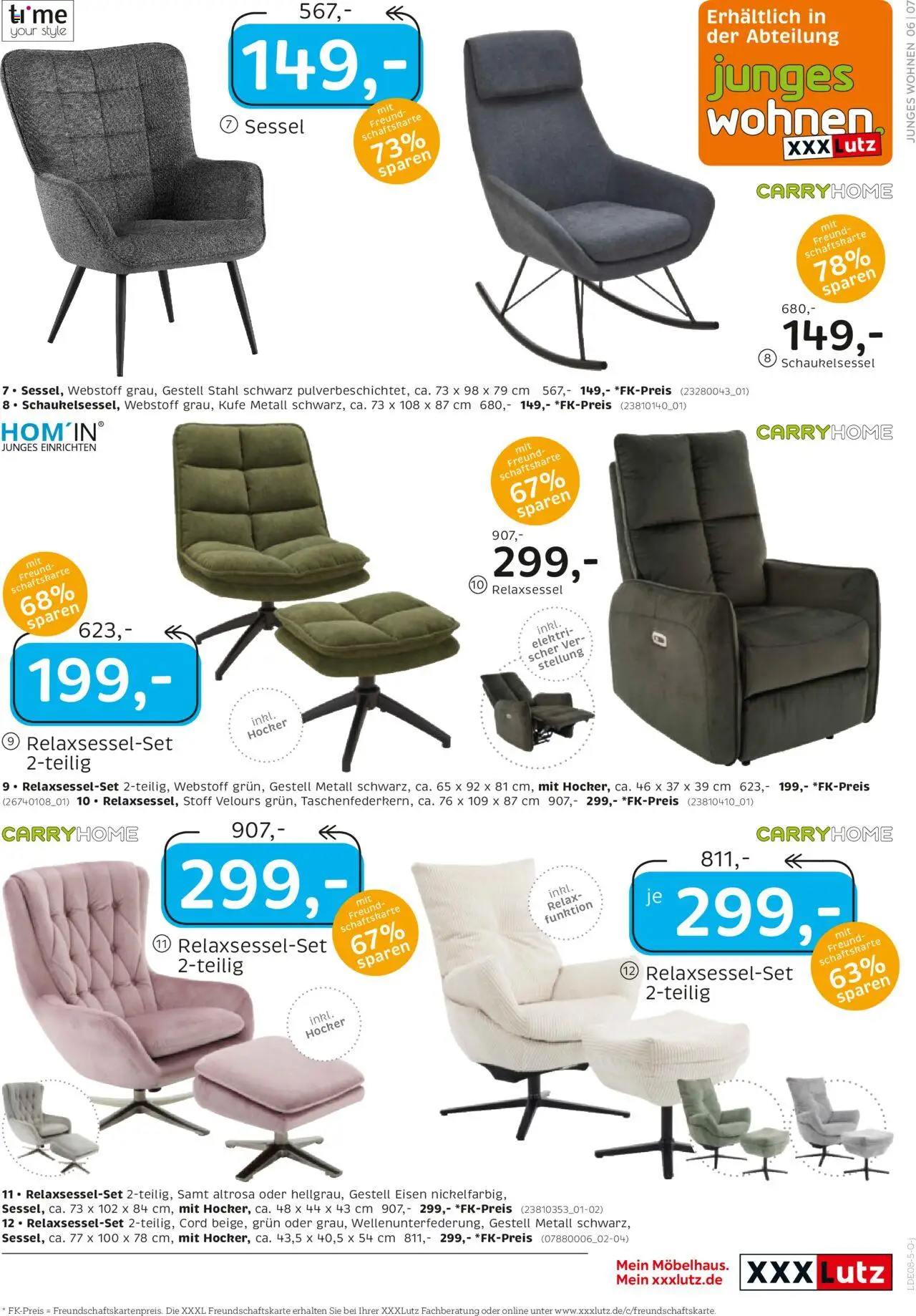 XXXL Lutz Junges Wohnen - gültig ab dem 28.07.2025 | Seite: 7 | Produkte: Hocker, Relaxsessel, Sessel