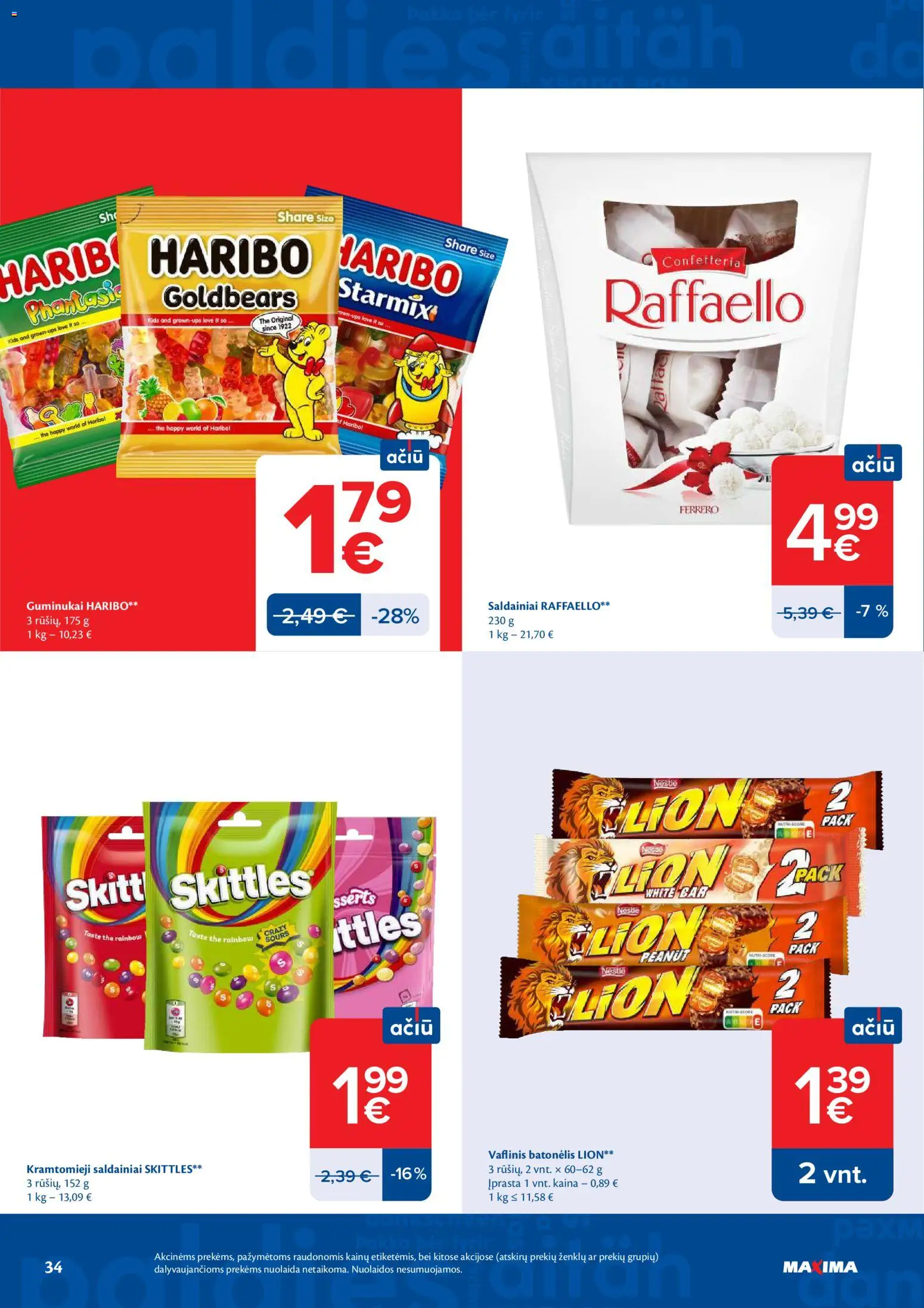 MAXIMA akcijos nuo 21.04.2026 | Puslapis: 34 | Prekių: Guminukai, Saldainiai