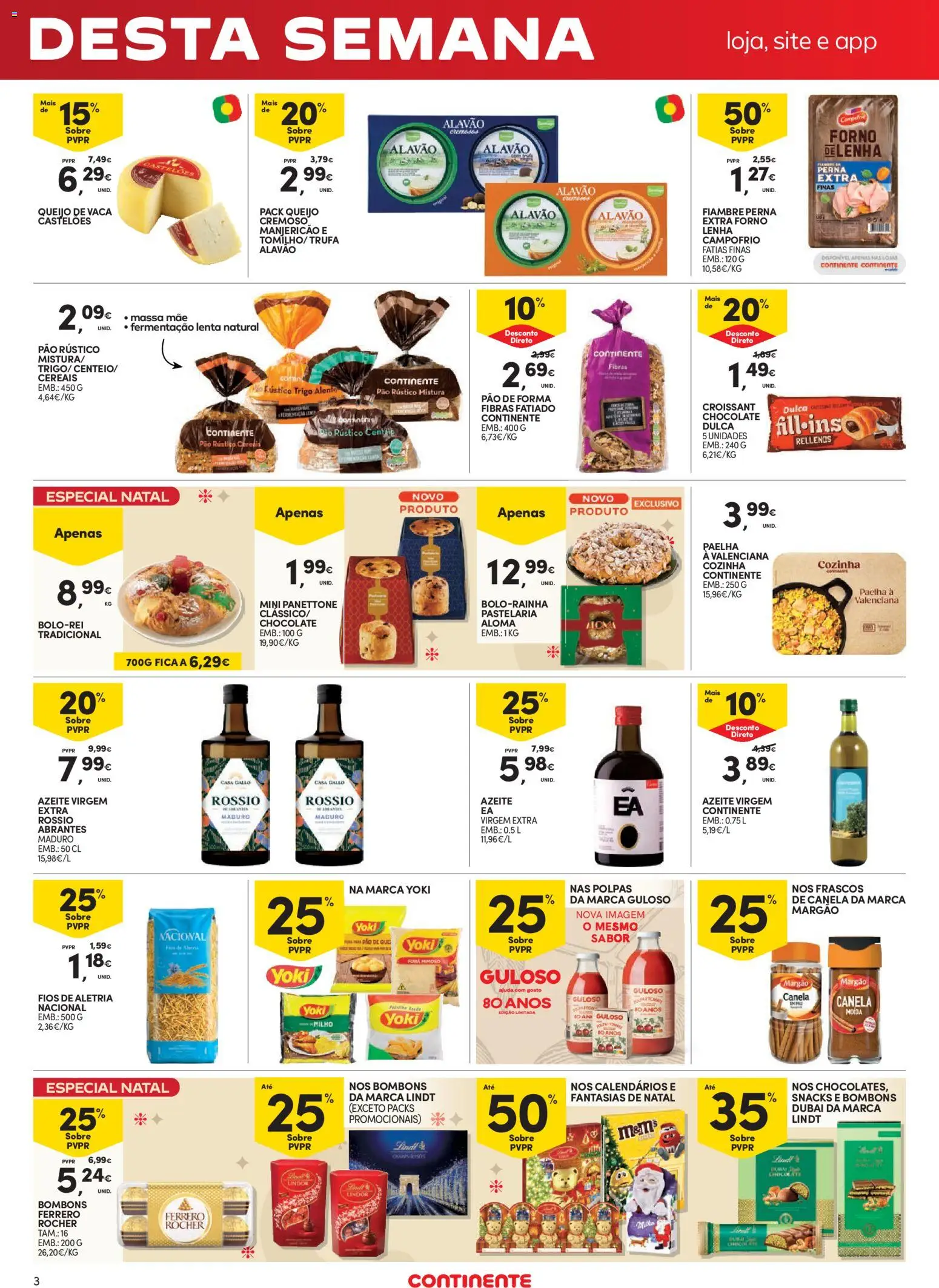 Continente - Fim de Semana │ válido de 12.12.2025 | Página: 3 | Produtos: Queijo, Pão, Chocolate, Cereais