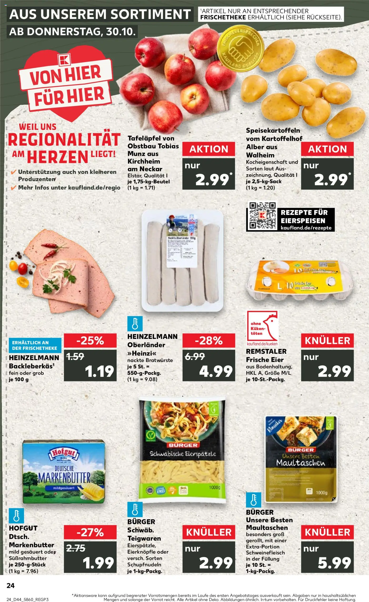 Kaufland prospekt Stuttgart	 – gültig ab 30.10.2025 | Seite: 24 | Produkte: Butter, Eier, Pasta, Maultaschen