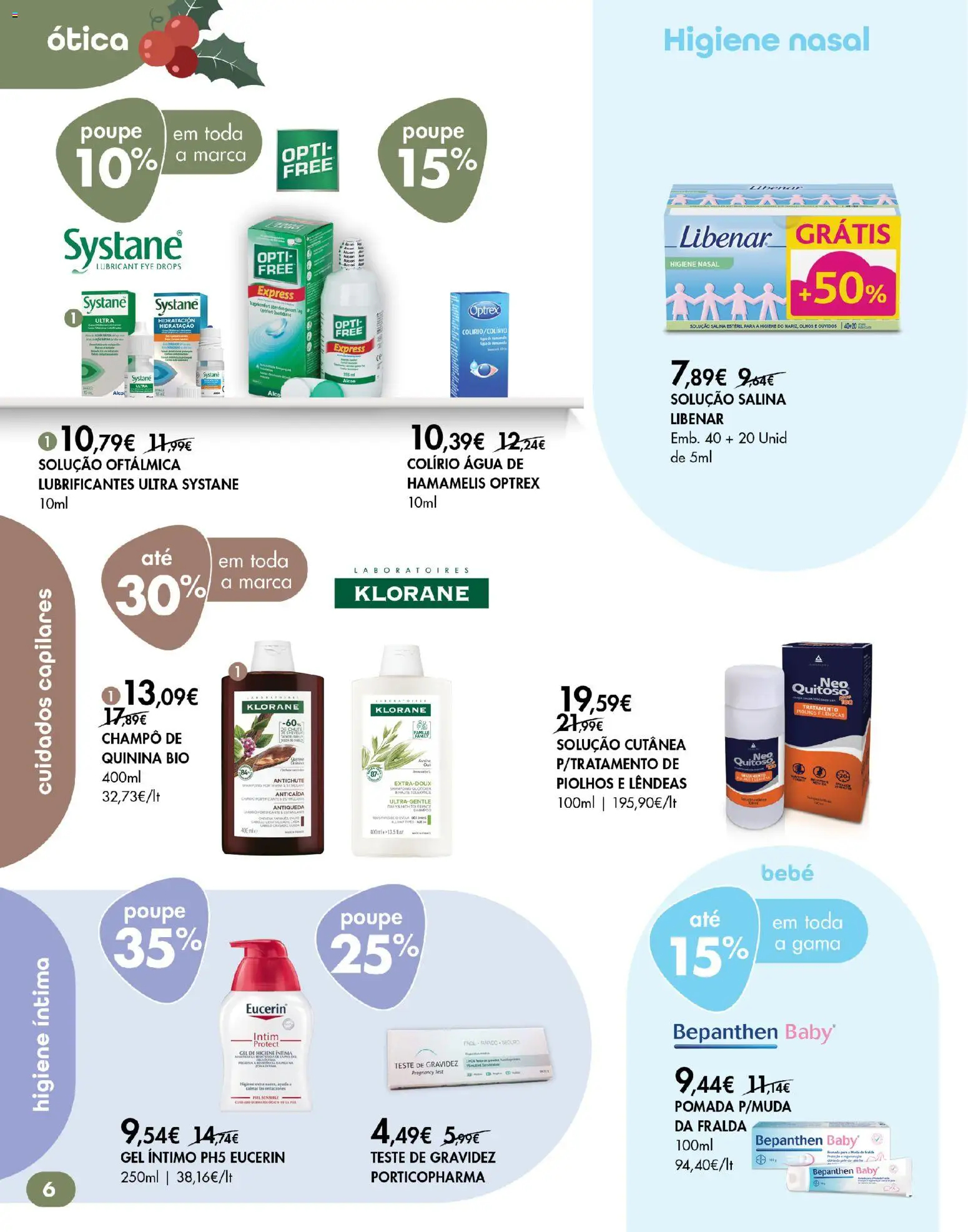 Pingo Doce Bem Estar Natal Lojas Açores │ válido de 20.11.2025 | Página: 6 | Produtos: Agua, Pomada, Shampoo, Teste de gravidez