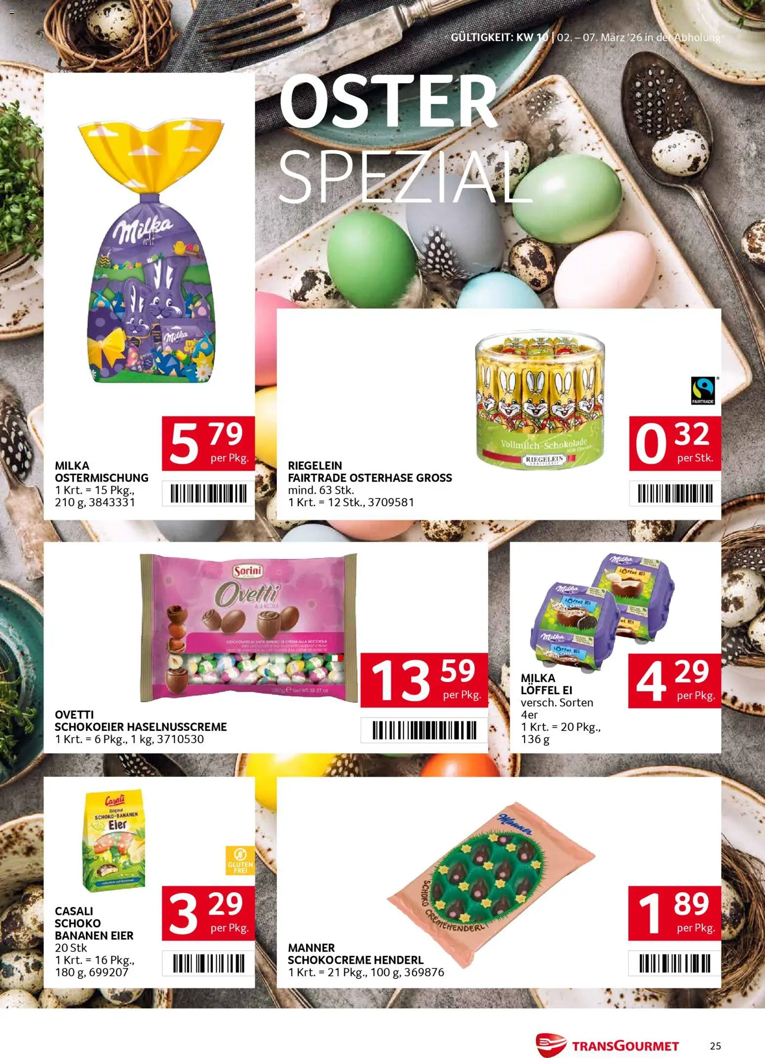 Transgourmet Flugblatt gültig ab 02.03.2026 | Seite: 24 | Produkte: Eier, Schokolade, Bananen
