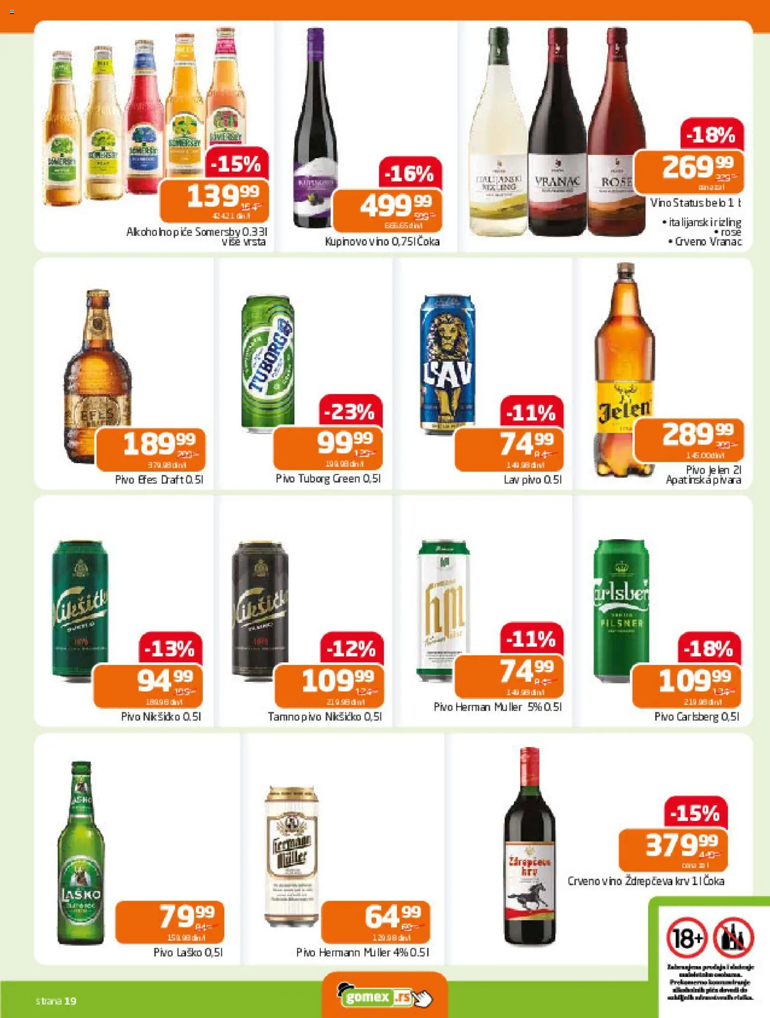 Gomex katalog - važi od 17.12.2025 | Strana: 19 | Proizvode: Vranac, Somersby, Vino, Pivo