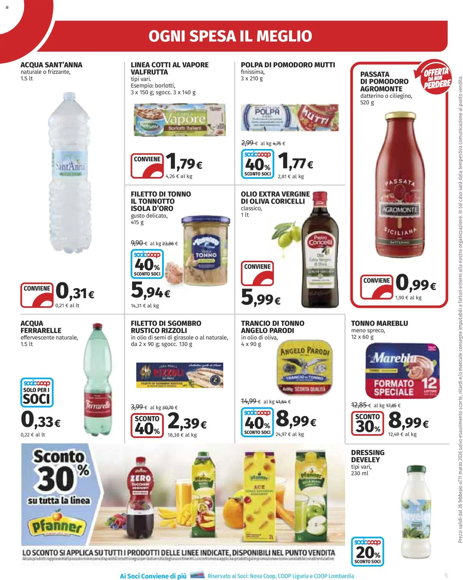 Volantino Ipercoop del 26.02.2026 | Pagina: 5 | Prodotti: Pomodoro, Mutti, Ferrarelle, Olio di semi di girasole
