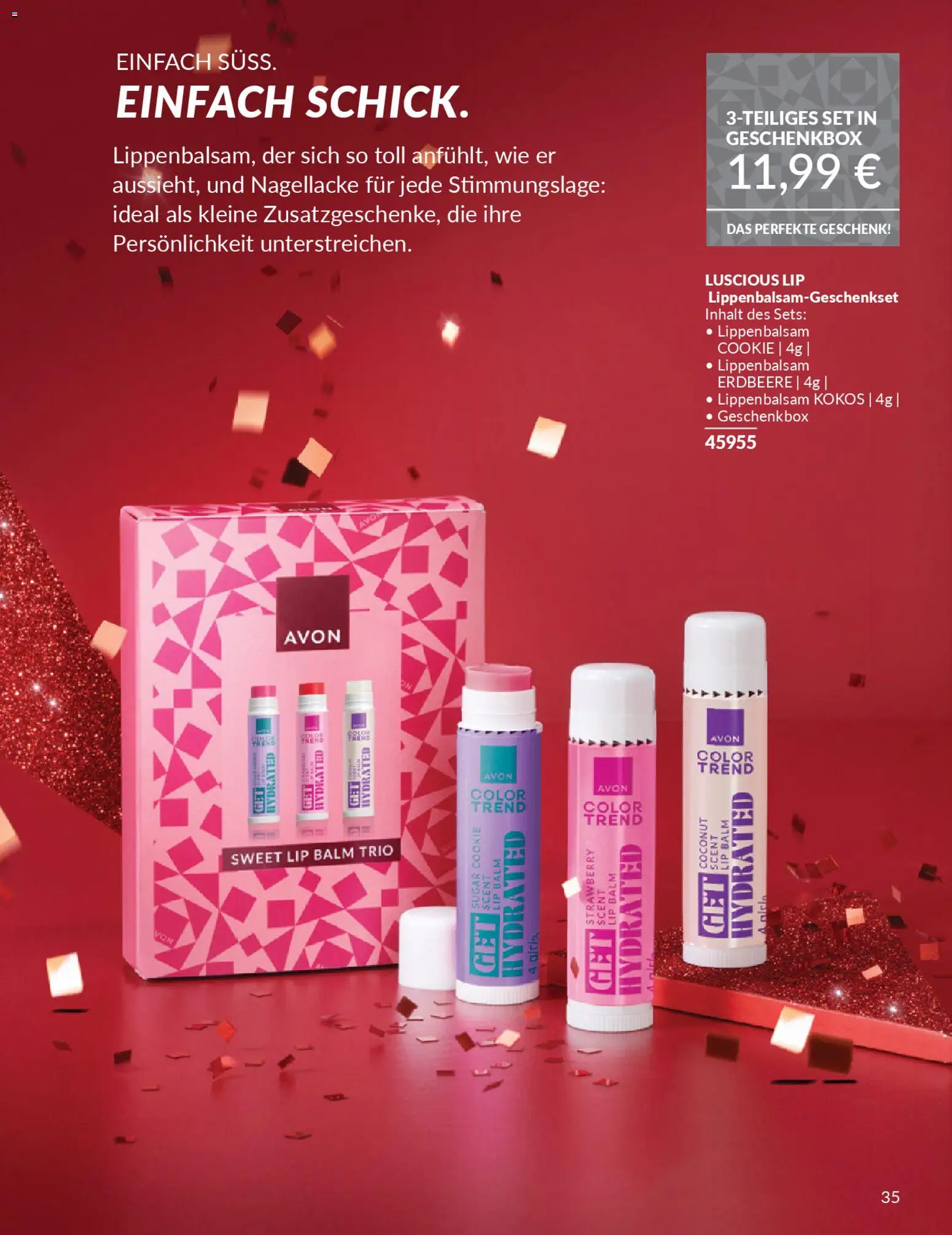 AVON Weihnachtsgeschenkideen – gültig ab 01.11.2025 | Seite: 35 | Produkte: Lip Balm, Lippenbalsam