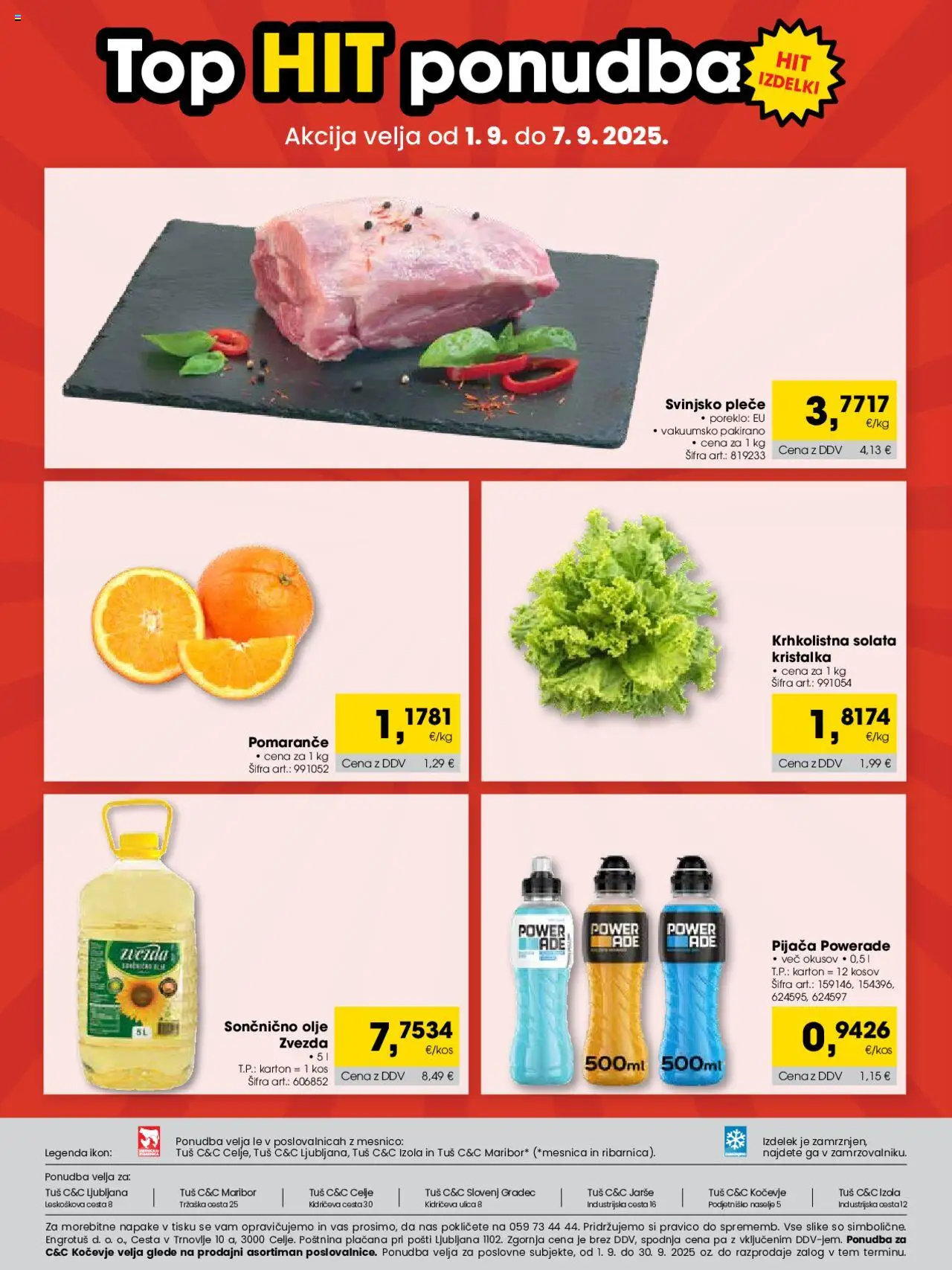 Tuš katalog cash & carry trgovec │ velja od 01.09.2025 | Stran: 24 | Izdelki: Kos, Olje, Pomarance, Solata