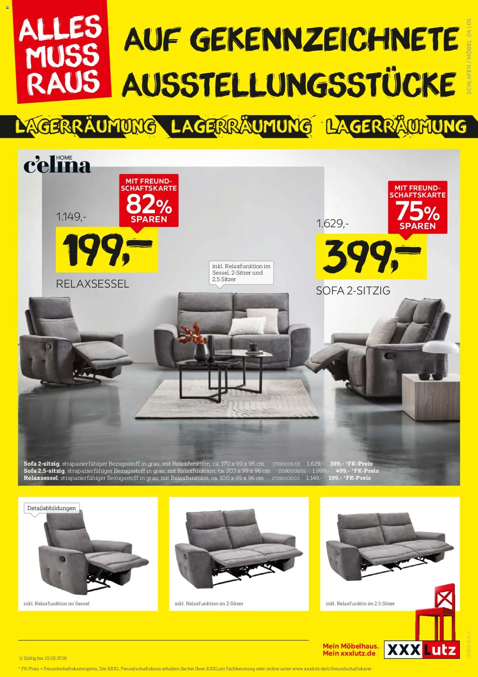 XXXL Lutz Größte Lagerräumung – gültig ab 01.03.2026 | Seite: 5 | Produkte: Relaxsessel, Sofa, Sessel