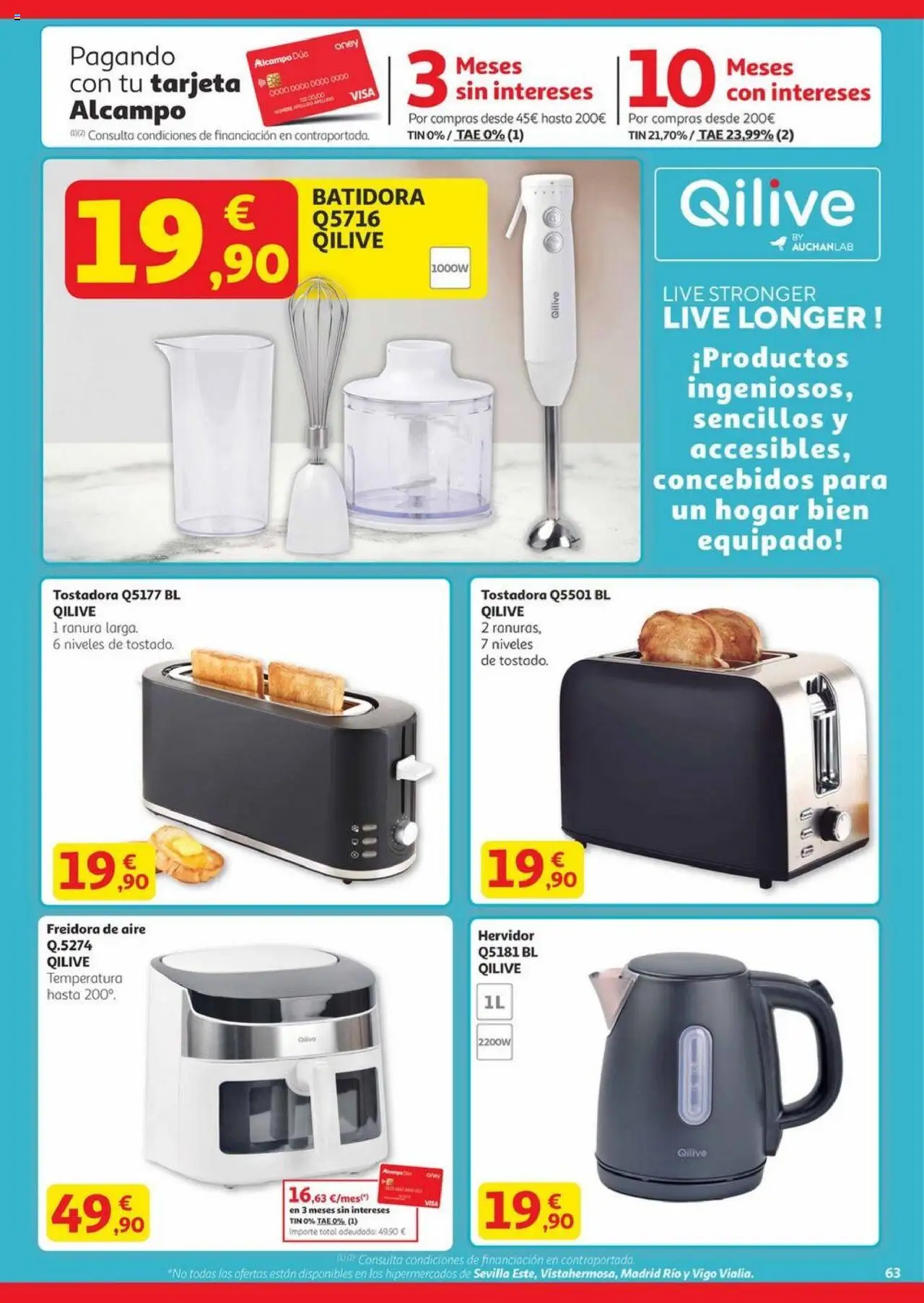 Alcampo - Canarias │ válido desde el 23.10.2025 | Página: 63 | Productos: Batidora, Tostadora, Freidora