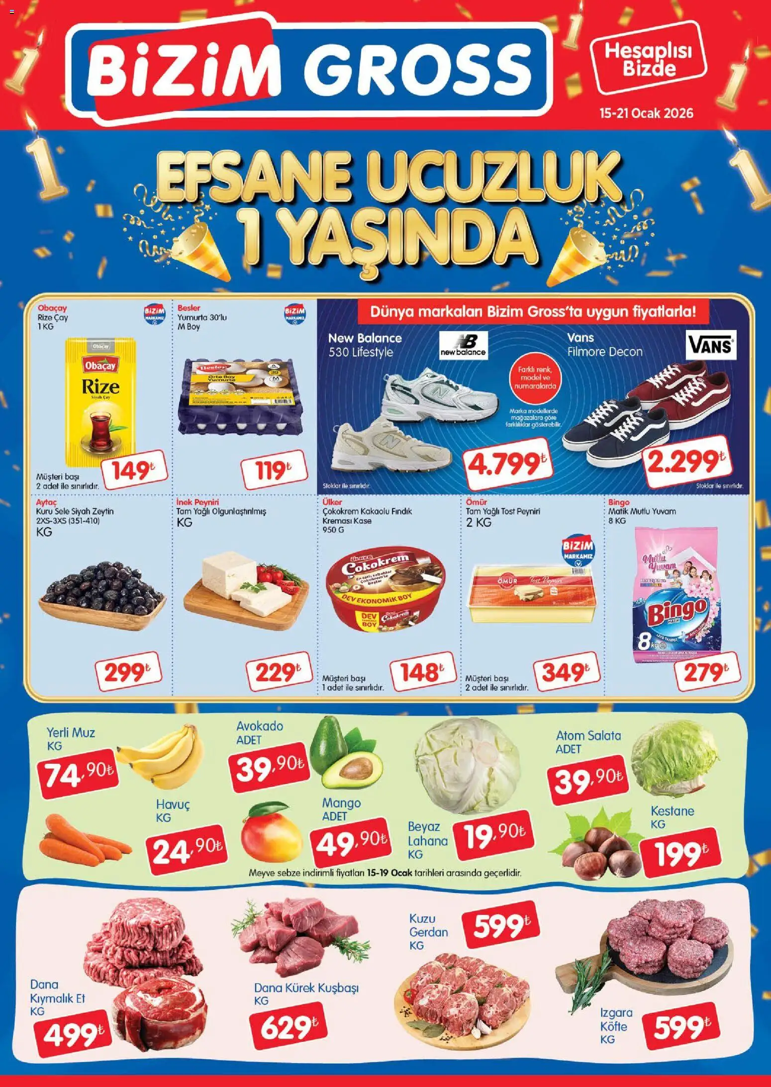 Bizim Toptan - Bizim Gross Fırsat Bülteni - 15.01.2026 tarihinden itibaren geçerlidir | Sayfa: 1 | Ürünler: Havuç, Meyve, Mango, Izgara