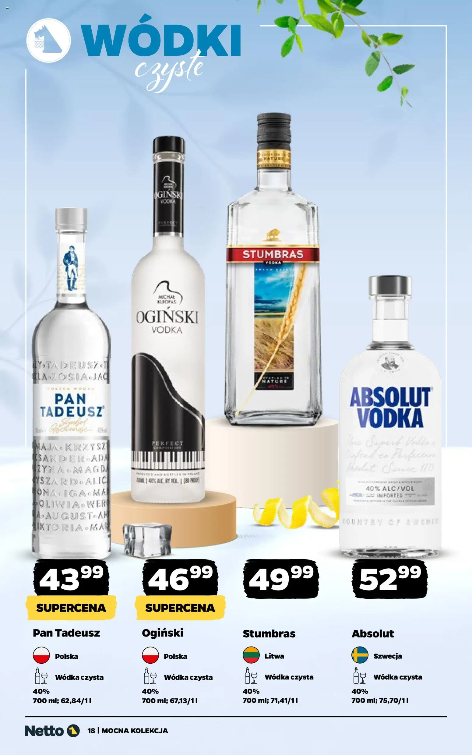 Netto gazetka - Alkohole mocne od 16.03.2026 | Strona: 18 | Produkty: Ogiński, Vodka, Wódka