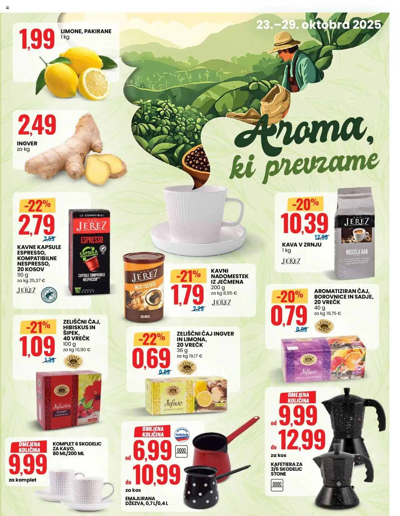 Novi Eurospin katalog ponudbe – veljaven od 23.10.2025 | Stran: 9 | Izdelki: Kos, Kava, Borovnice, Caj