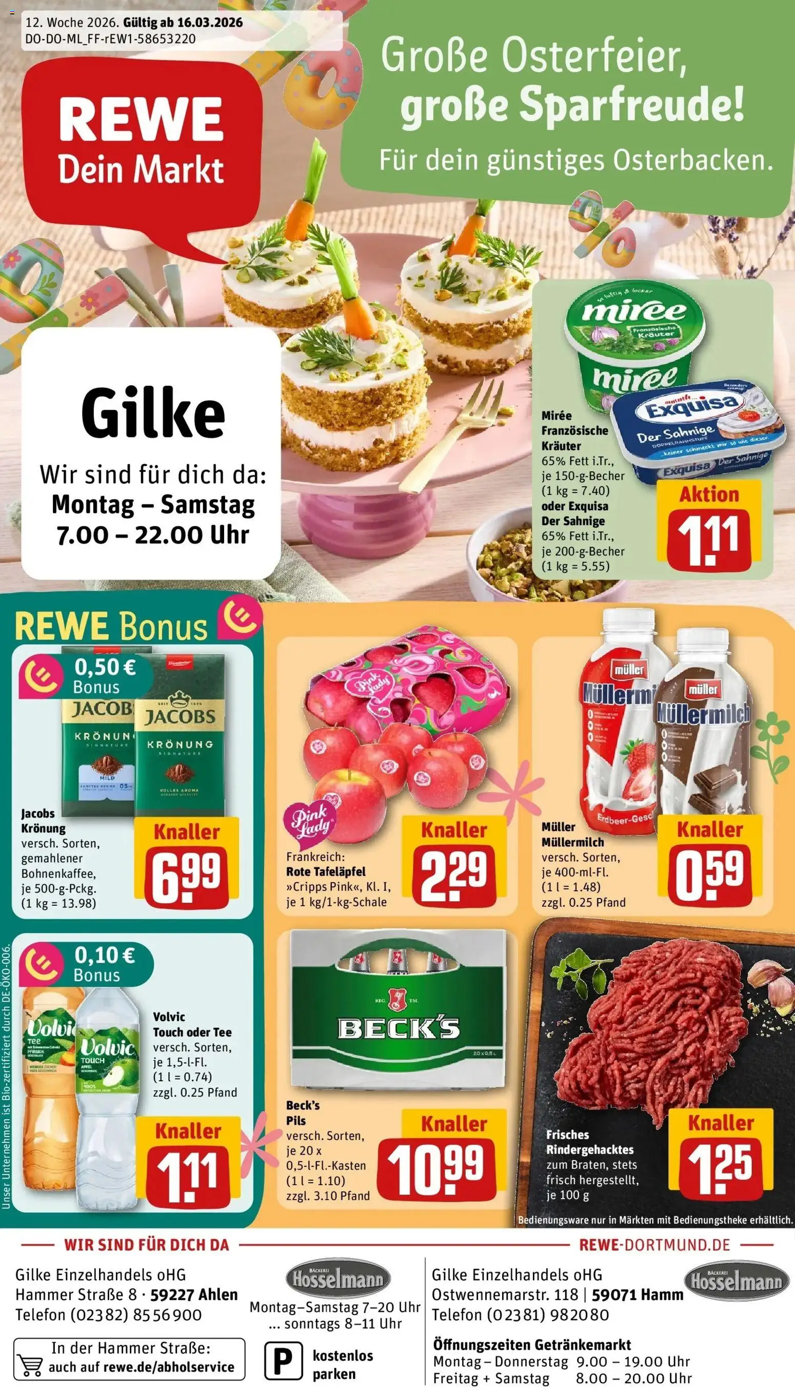 Rewe Prospekt Ahlen	 – gültig ab 15.03.2026 | Seite: 1 | Produkte: Volvic touch, Exquisa, Pfirsich, Volvic