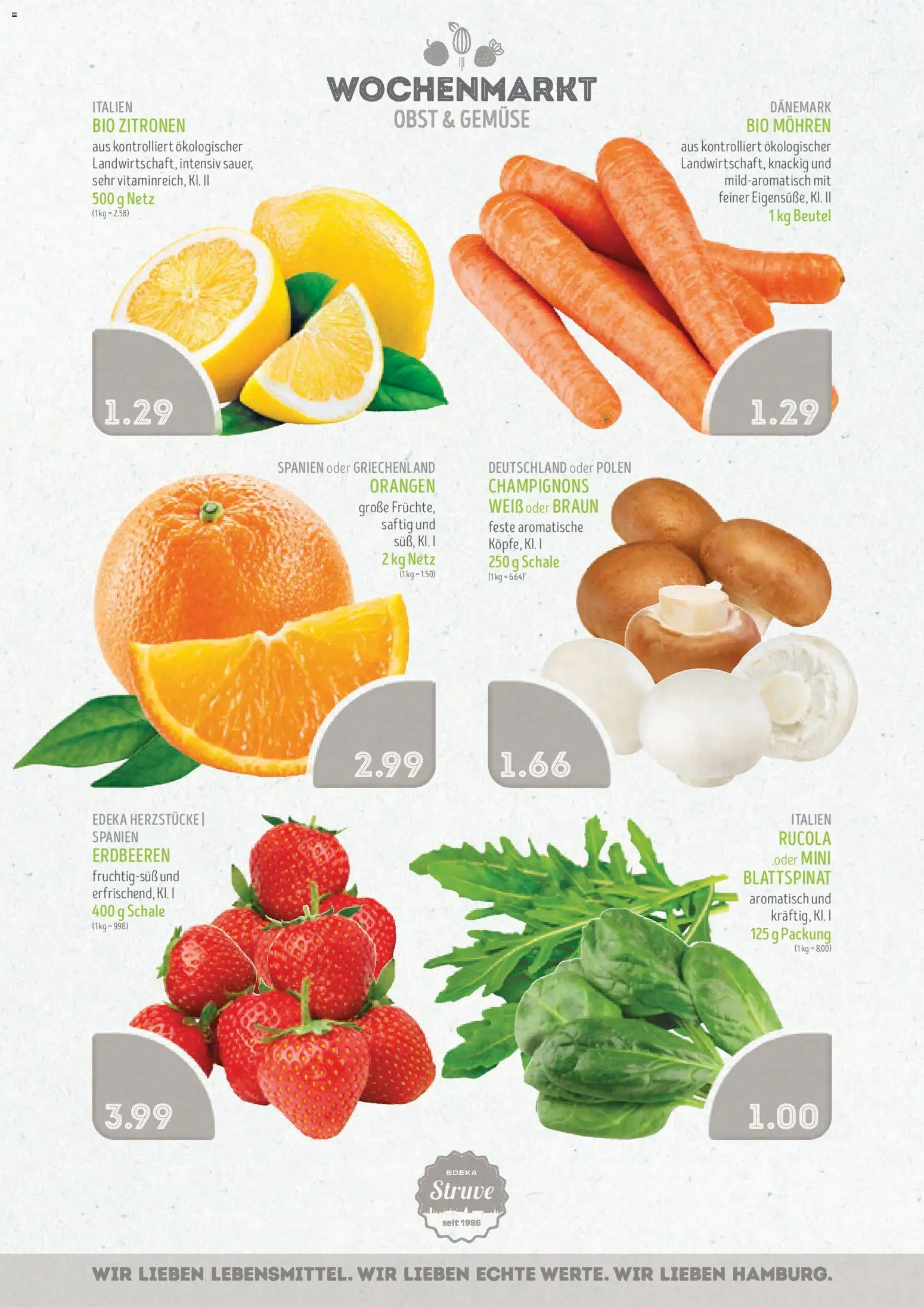 Edeka Struve Prospekt 	 – gültig ab 26.01.2026 | Seite: 4 | Produkte: Mohren, Champignons, Obst, Erdbeeren